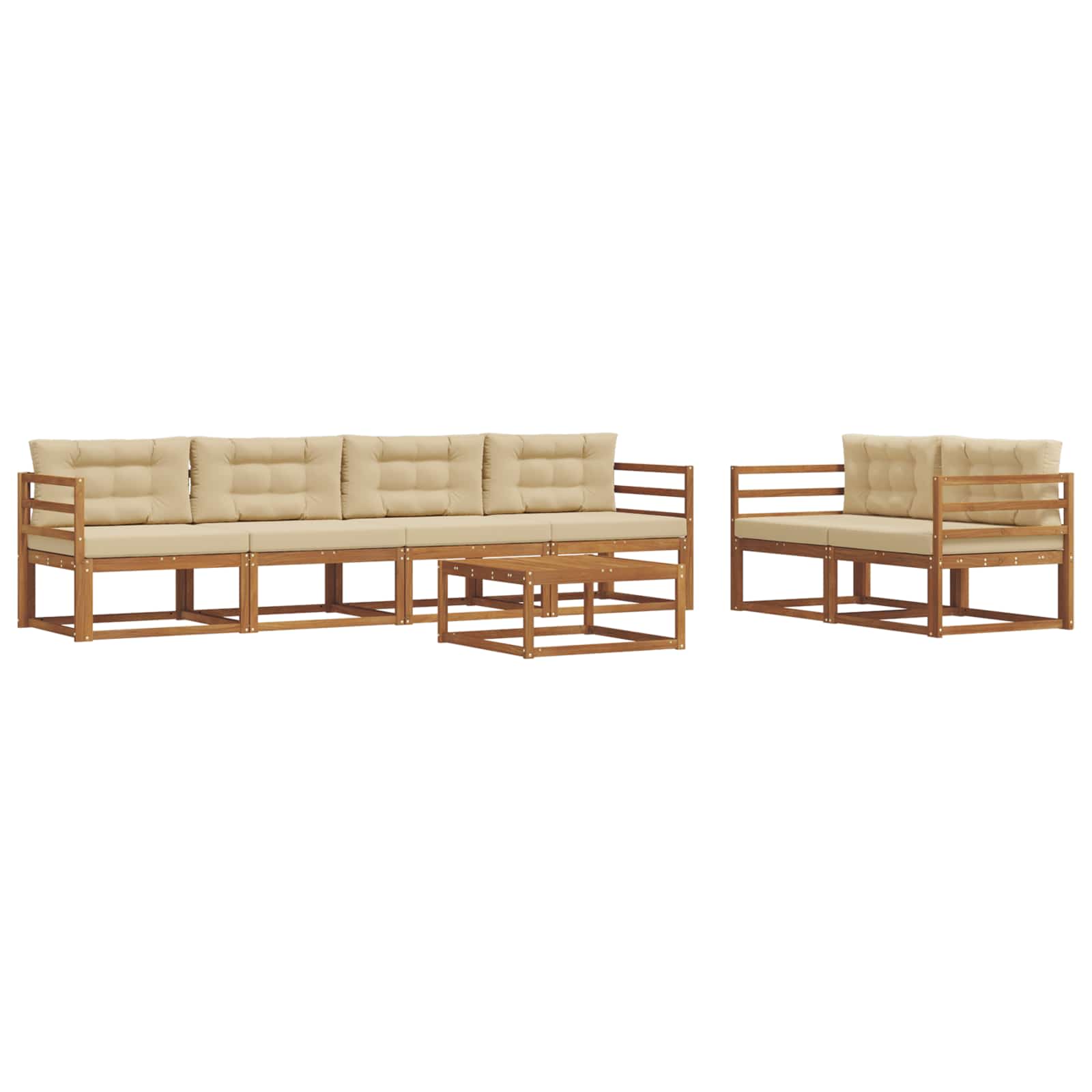 Outdoor-Sofagarnitur mit Kissen 7 pcs Natur und Beige