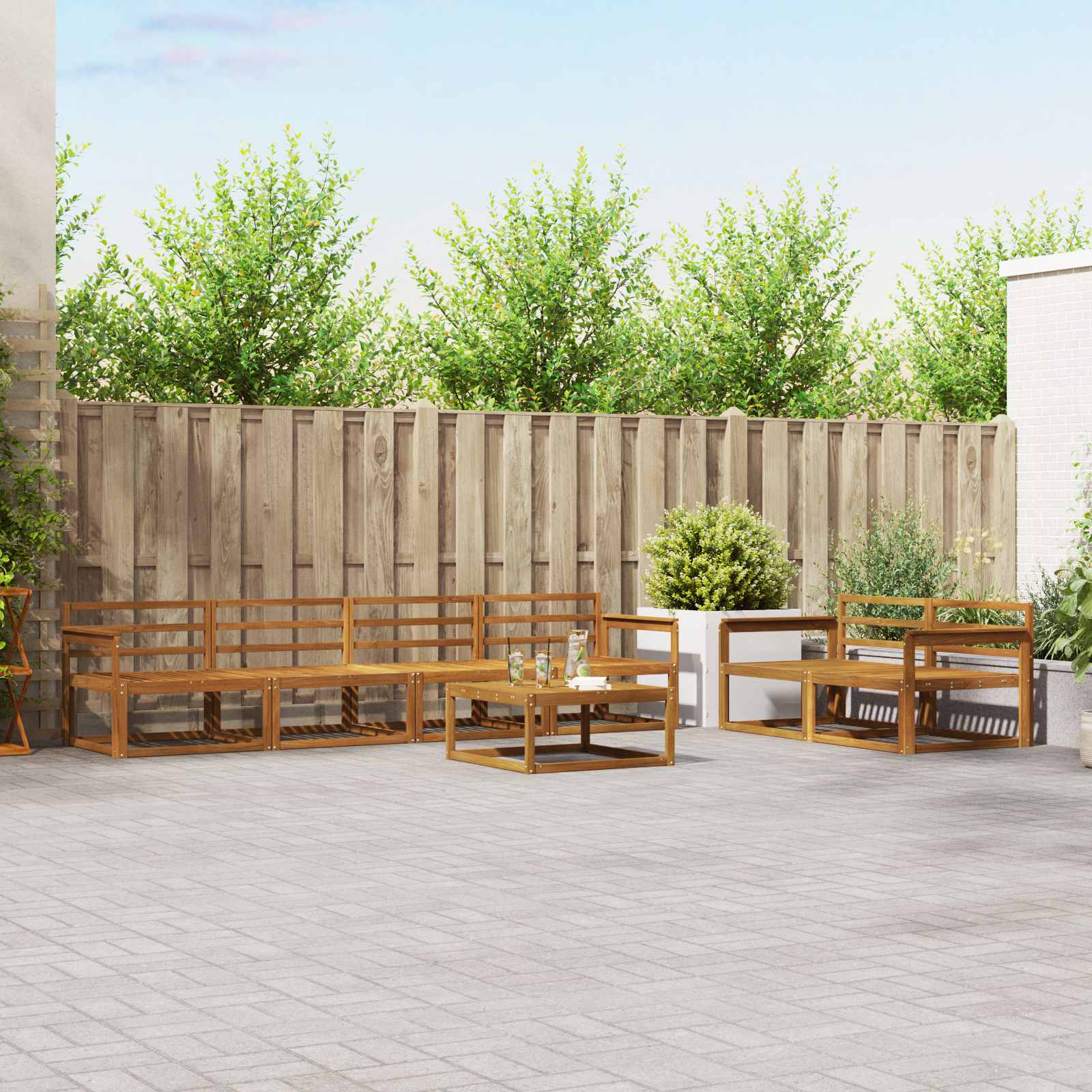 Outdoor-Sofagarnitur 7 pcs Natur Massivholz Akazie