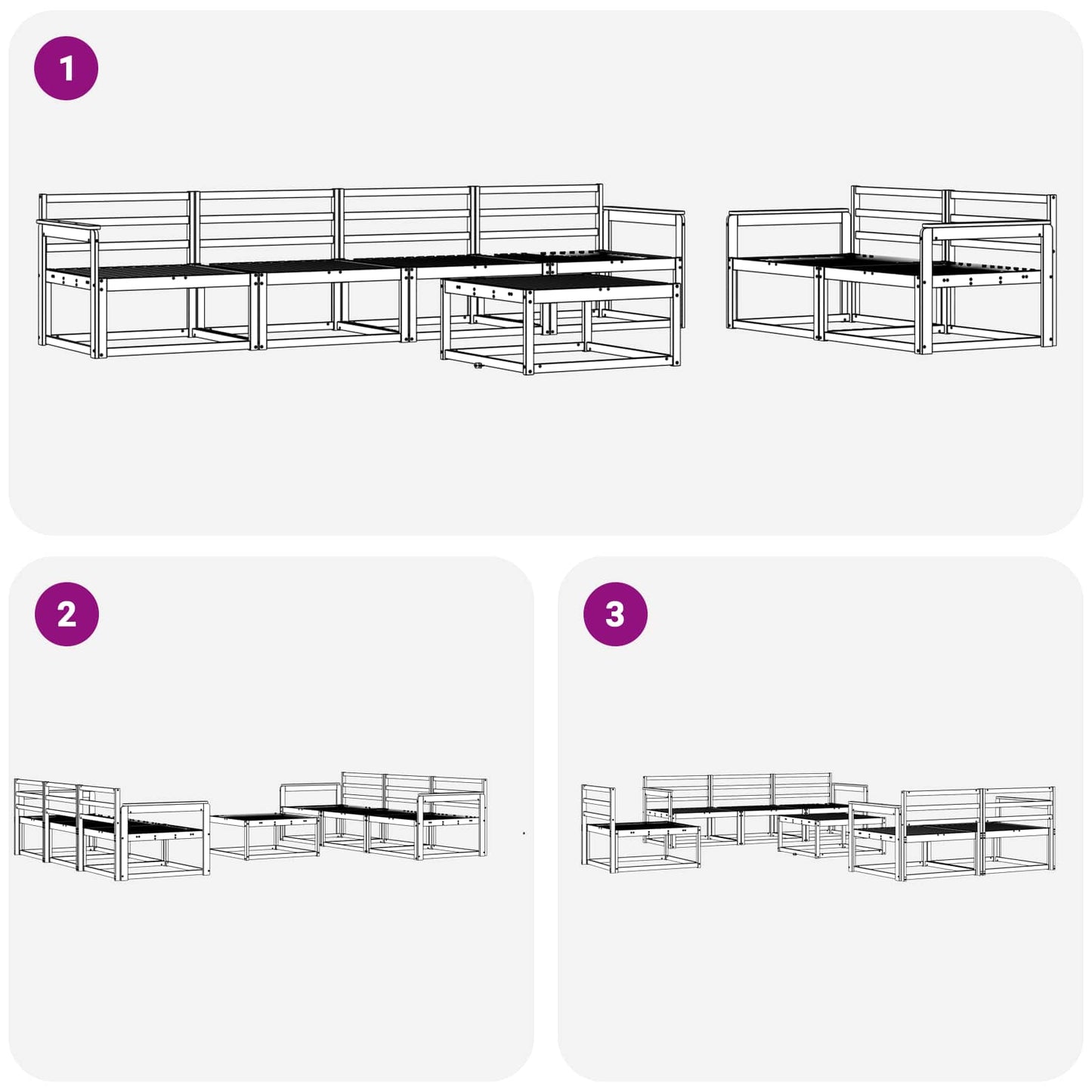 Outdoor-Sofagarnitur 7 pcs Natur Massivholz Akazie