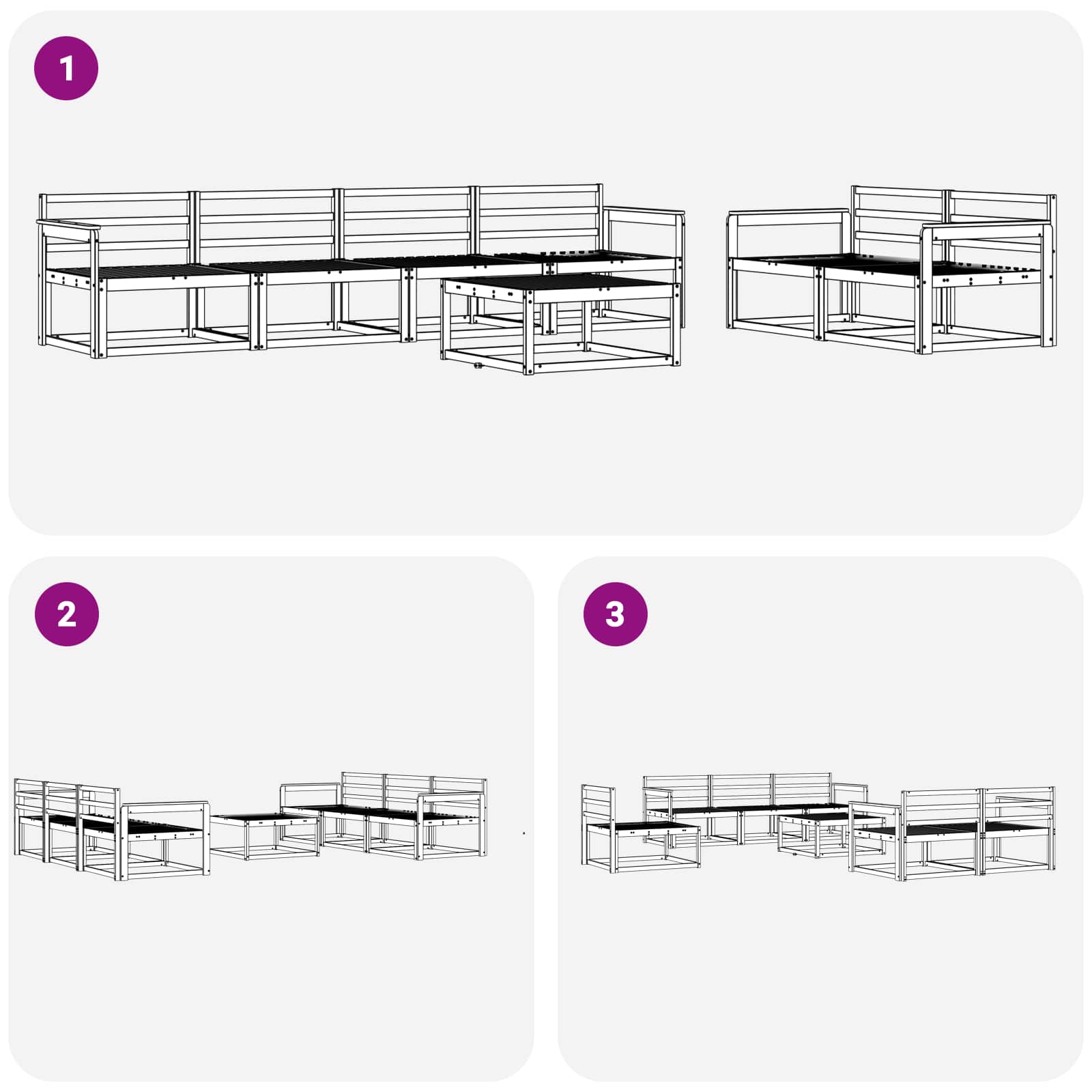Outdoor-Sofagarnitur 7 pcs Natur Massivholz Akazie
