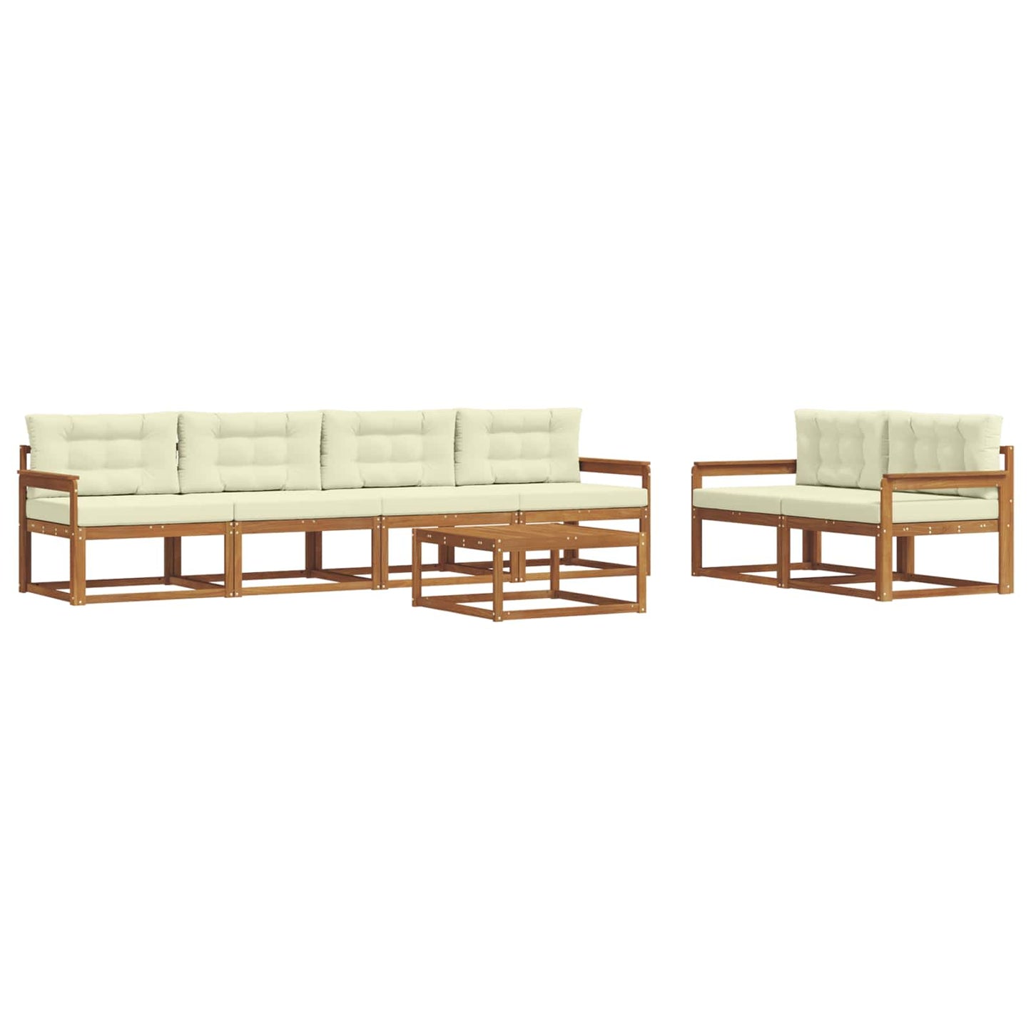 Outdoor-Sofagarnitur mit Kissen 7 pcs Natur und Creme