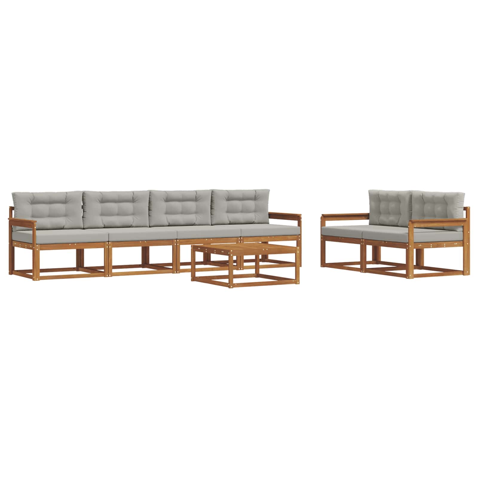 Outdoor-Sofagarnitur 7 pcs Natürlich und Hellgrau