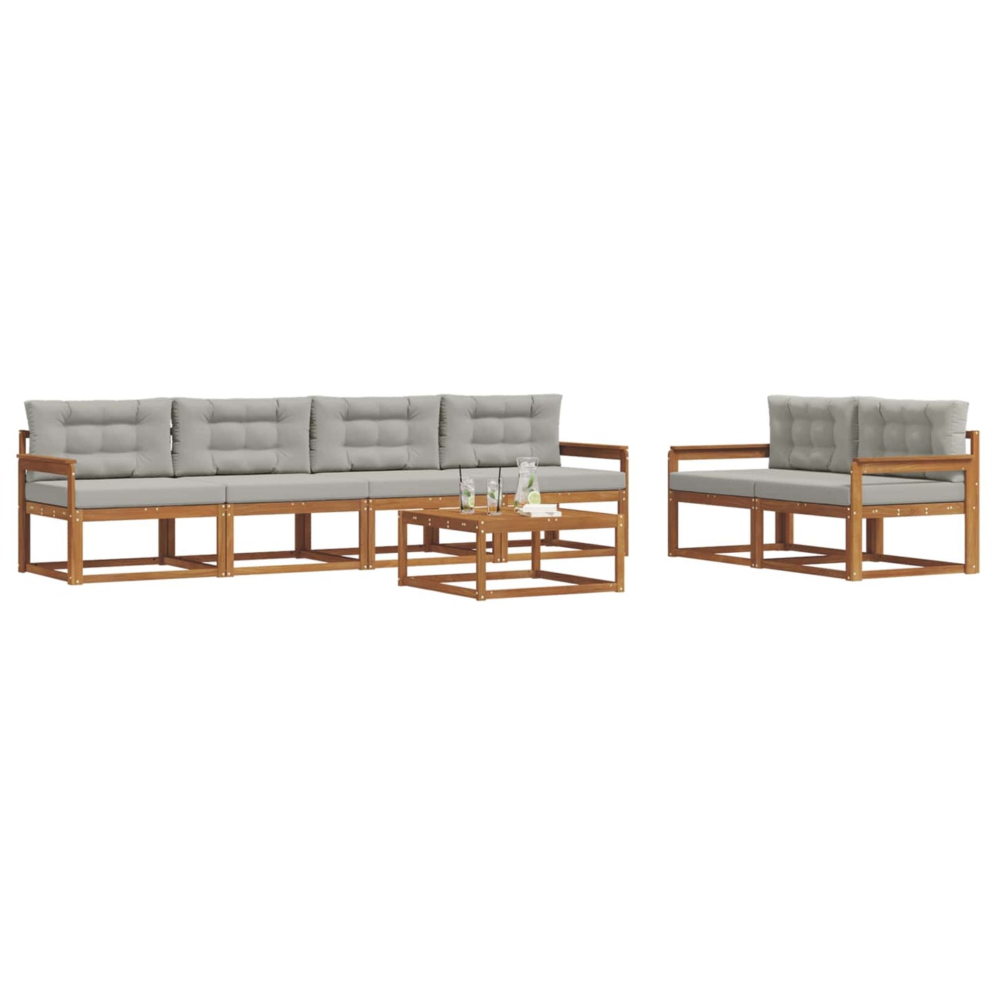 Outdoor-Sofagarnitur 7 pcs Natürlich und Hellgrau