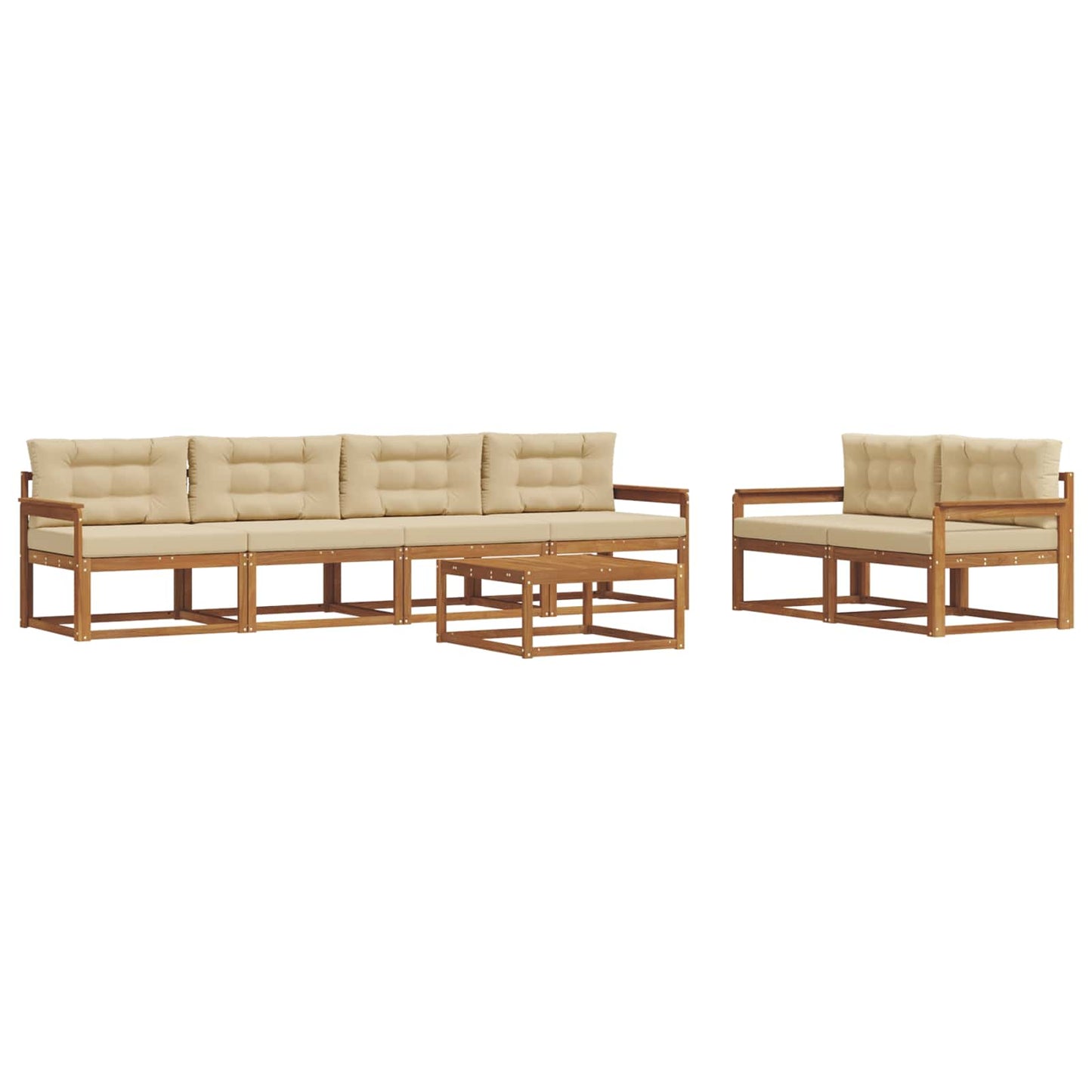 Outdoor-Sofagarnitur mit Kissen 7 pcs Natur und Beige