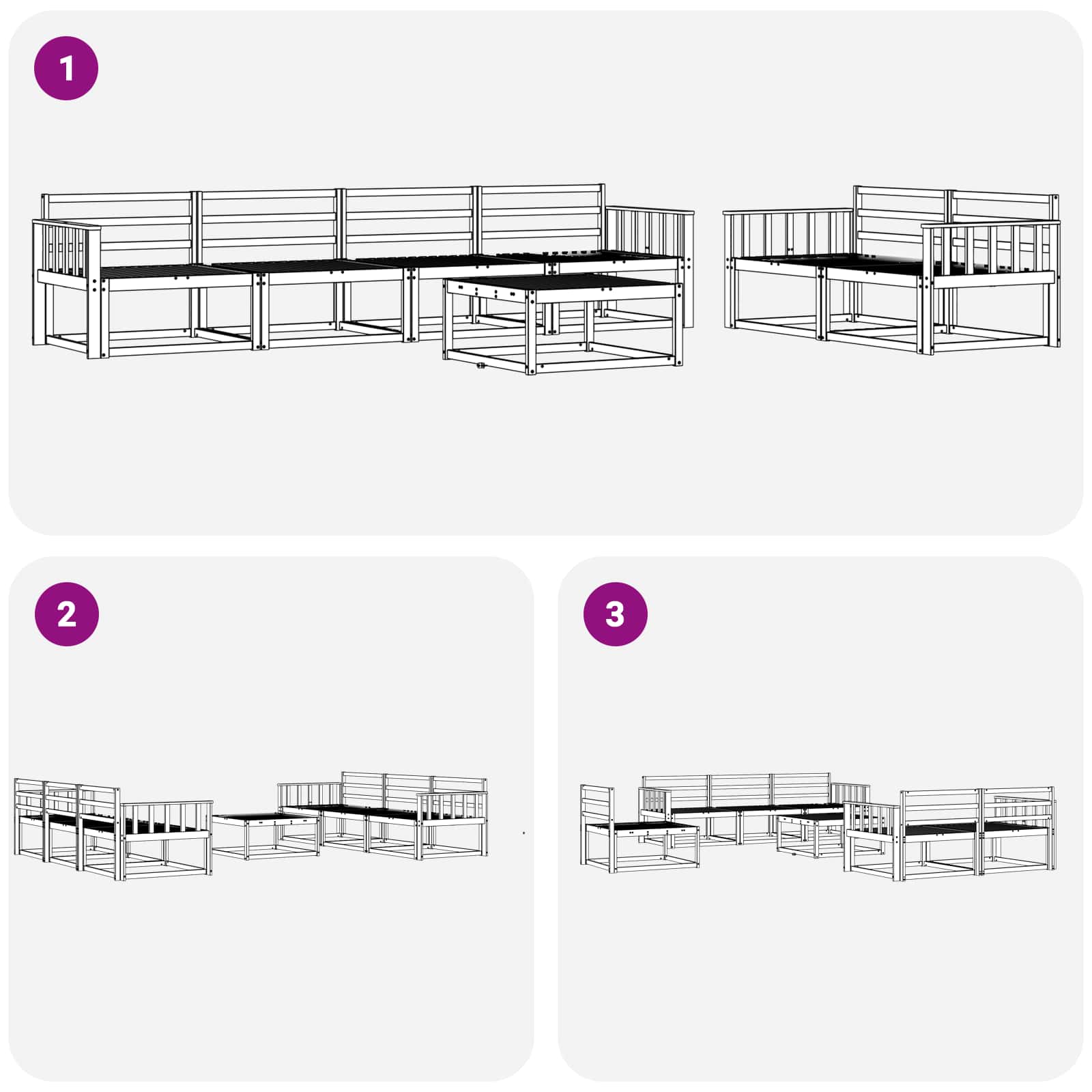 Outdoor-Sofagarnitur 7 pcs Natur Massivholz Akazie