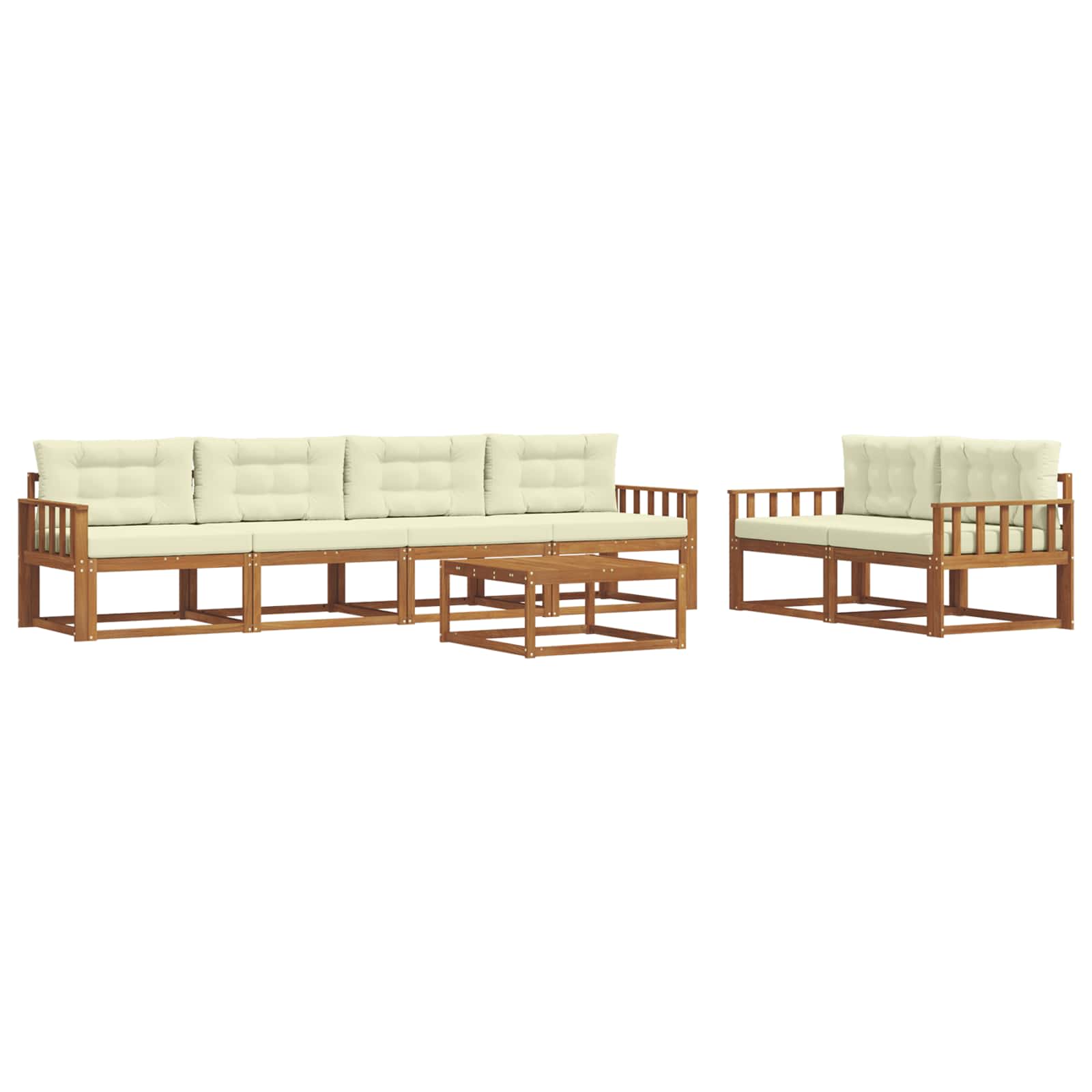 Outdoor-Sofagarnitur mit Kissen 7 pcs Natur und Creme