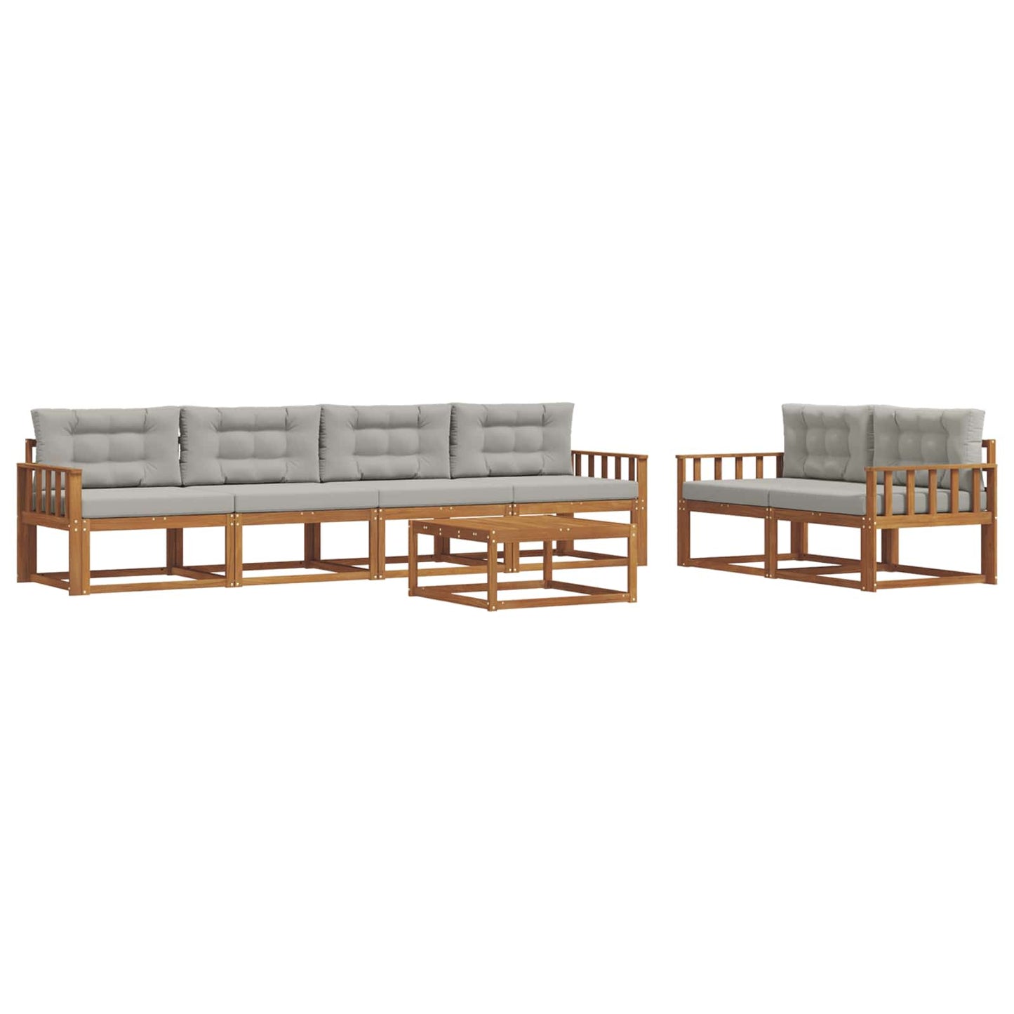 Outdoor-Sofagarnitur 7 pcs Natürlich und Hellgrau