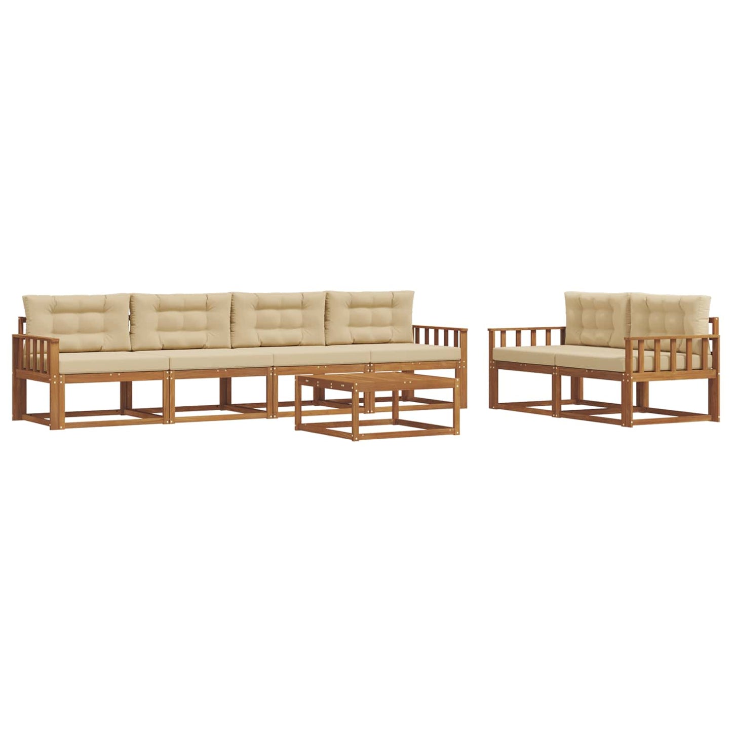 Outdoor-Sofagarnitur mit Kissen 7 pcs Natur und Beige