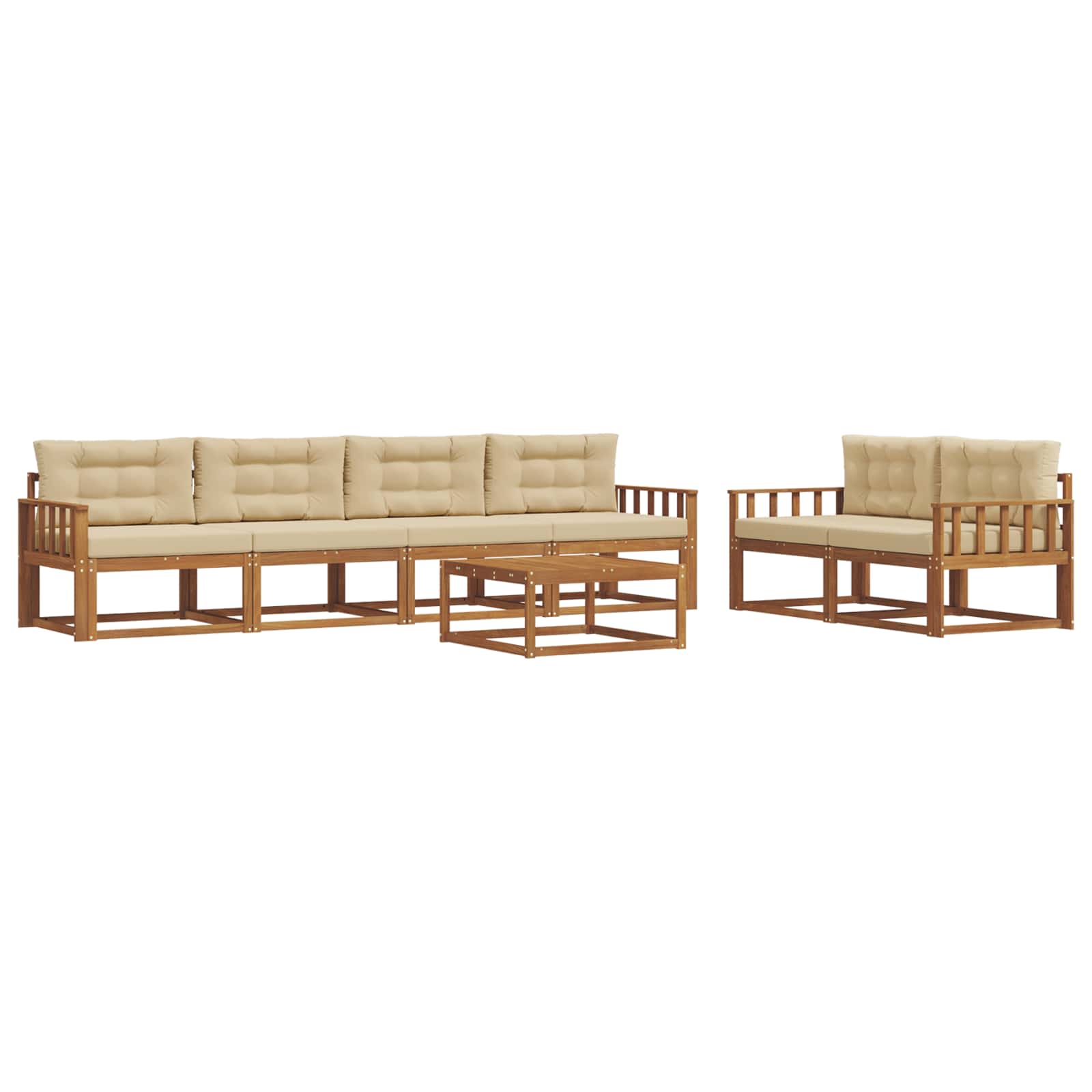 Outdoor-Sofagarnitur mit Kissen 7 pcs Natur und Beige