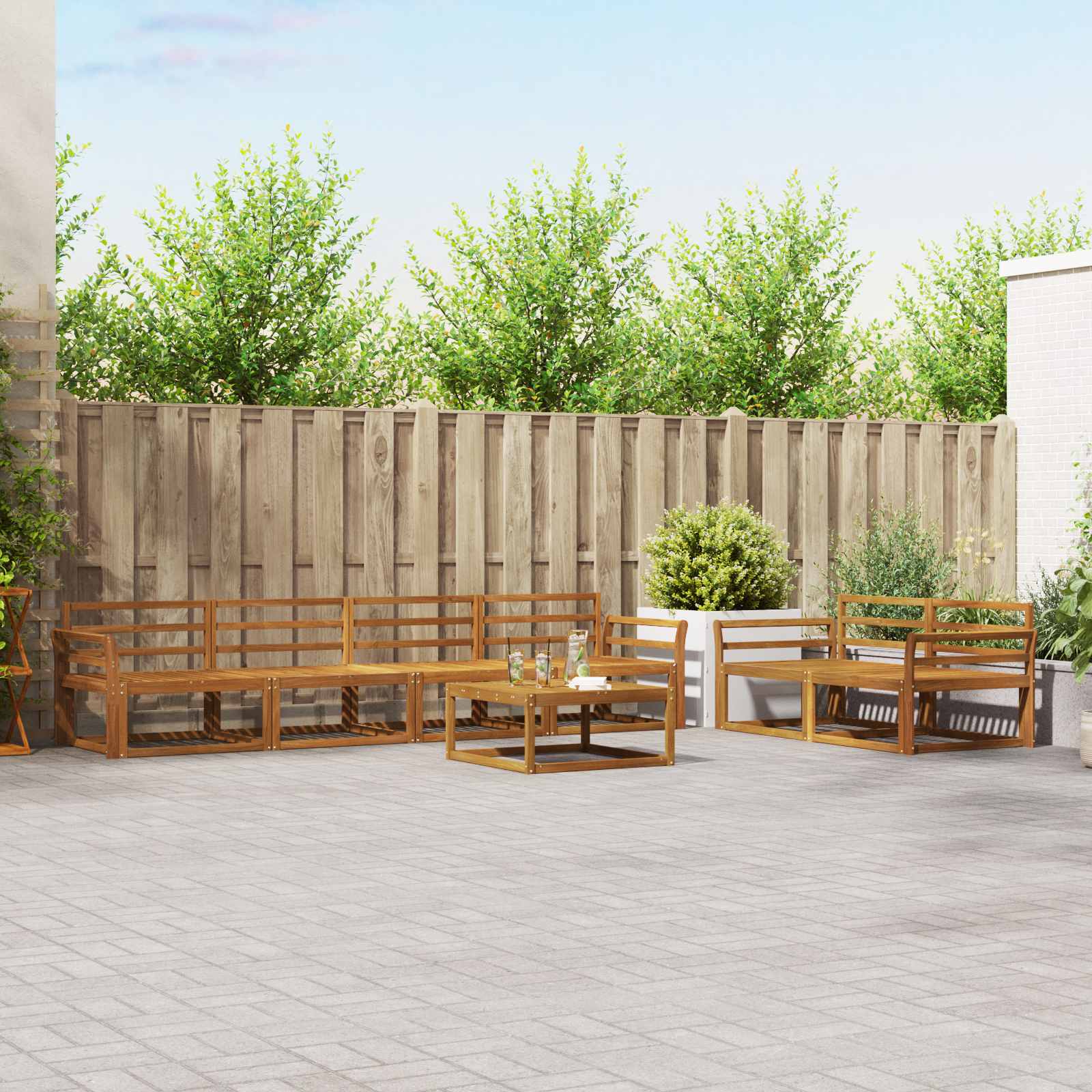 Outdoor-Sofagarnitur 7 pcs Natur Massivholz Akazie