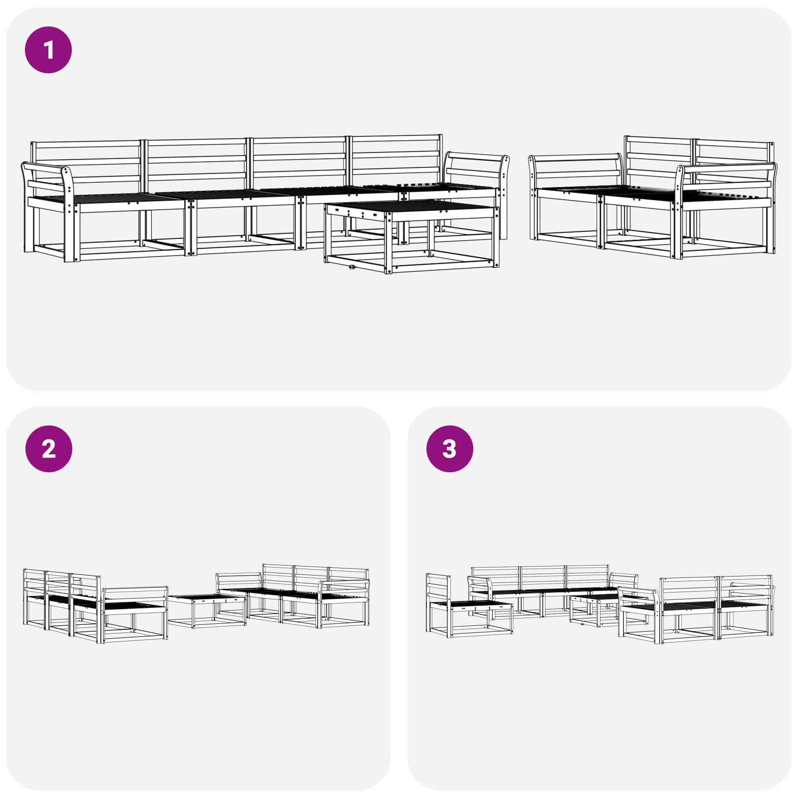 Outdoor-Sofagarnitur 7 pcs Natur Massivholz Akazie