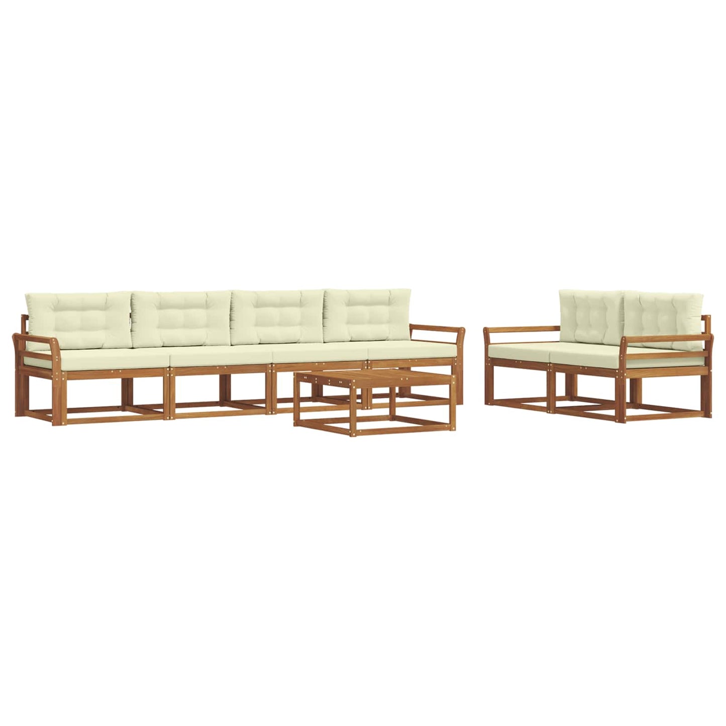 Outdoor-Sofagarnitur mit Kissen 7 pcs Natur und Creme