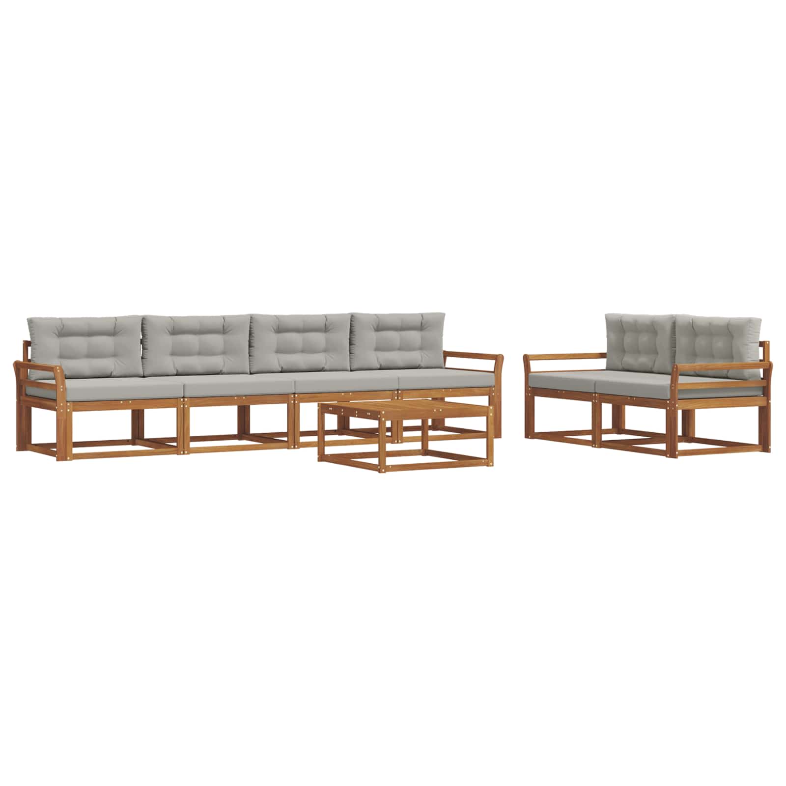 Outdoor-Sofagarnitur 7 pcs Natürlich und Hellgrau