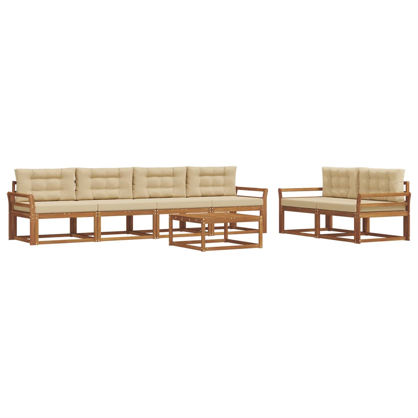 Outdoor-Sofagarnitur mit Kissen 7 pcs Natur und Beige