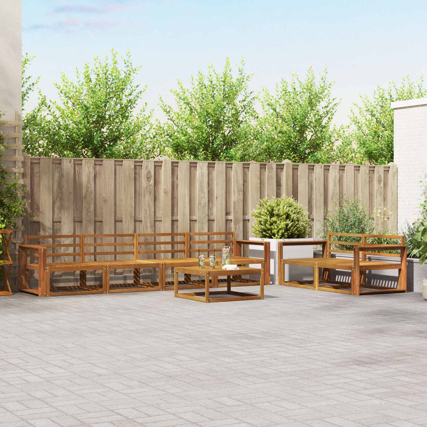 Outdoor-Sofagarnitur 7 pcs Natur Massivholz Akazie