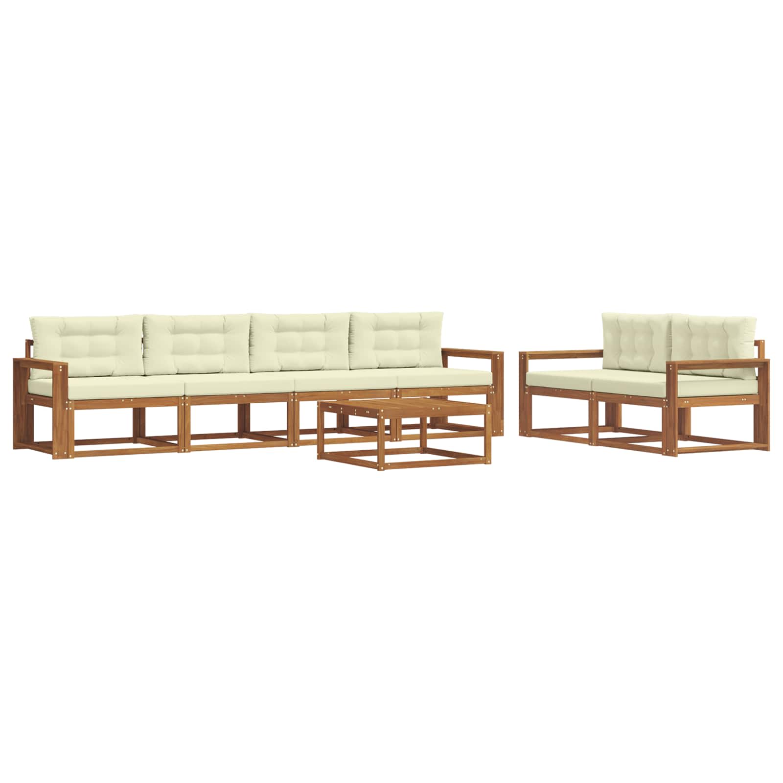 Outdoor-Sofagarnitur mit Kissen 7 pcs Natur und Creme