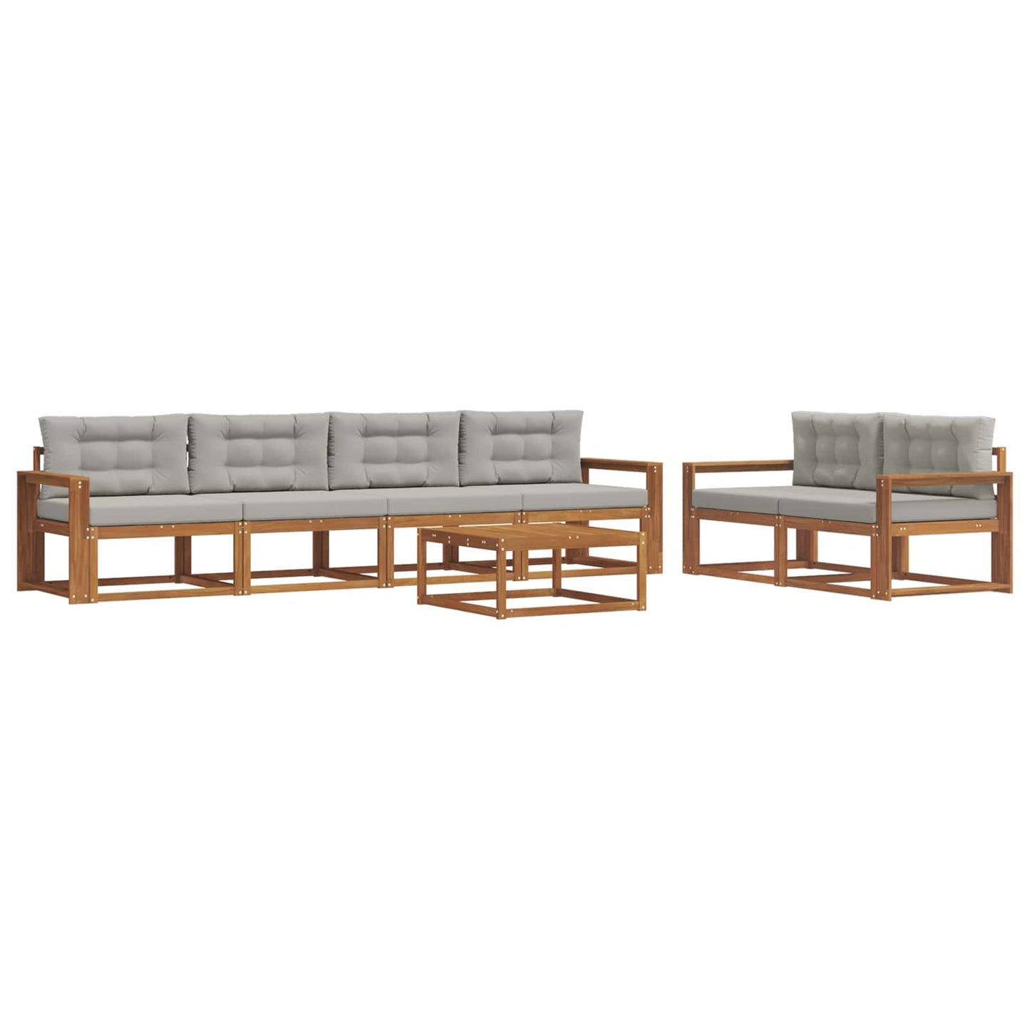 Outdoor-Sofagarnitur 7 pcs Natürlich und Hellgrau