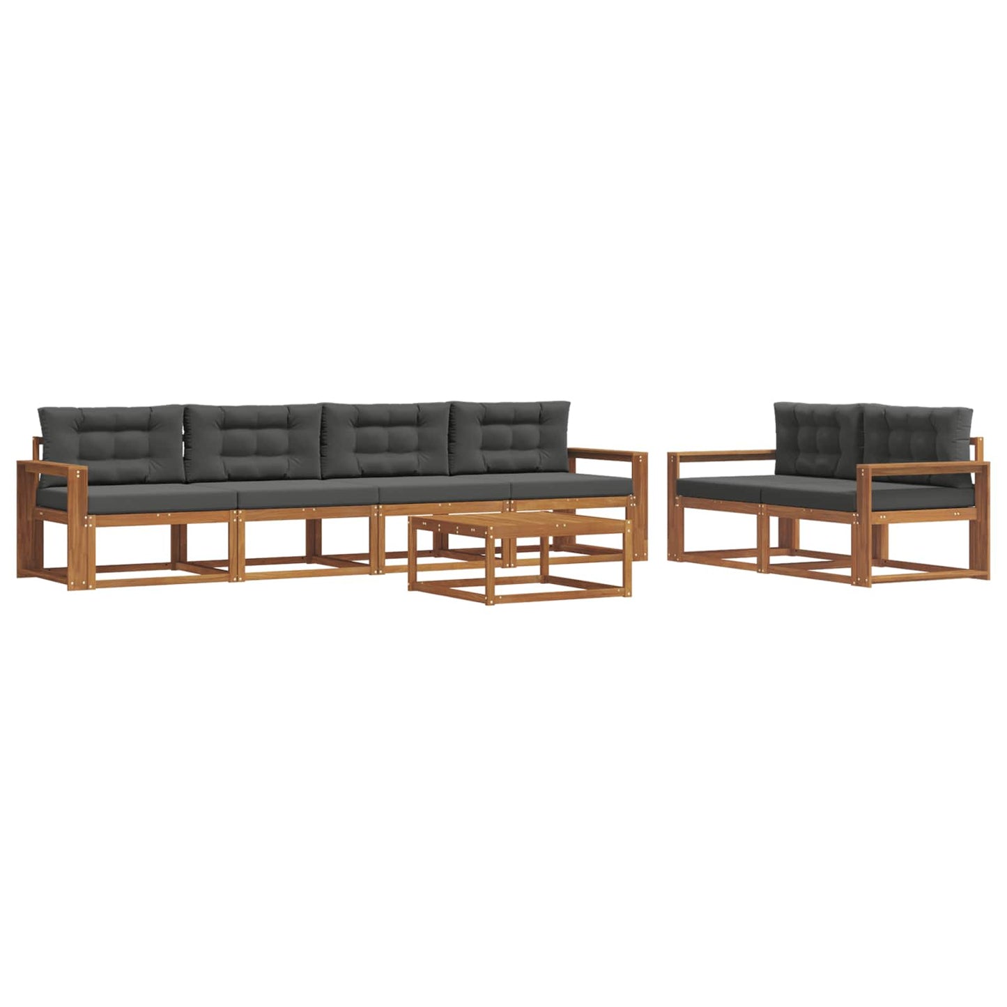 Outdoor-Sofagarnitur mit Kissen 7 pcs Natur und Anthrazit