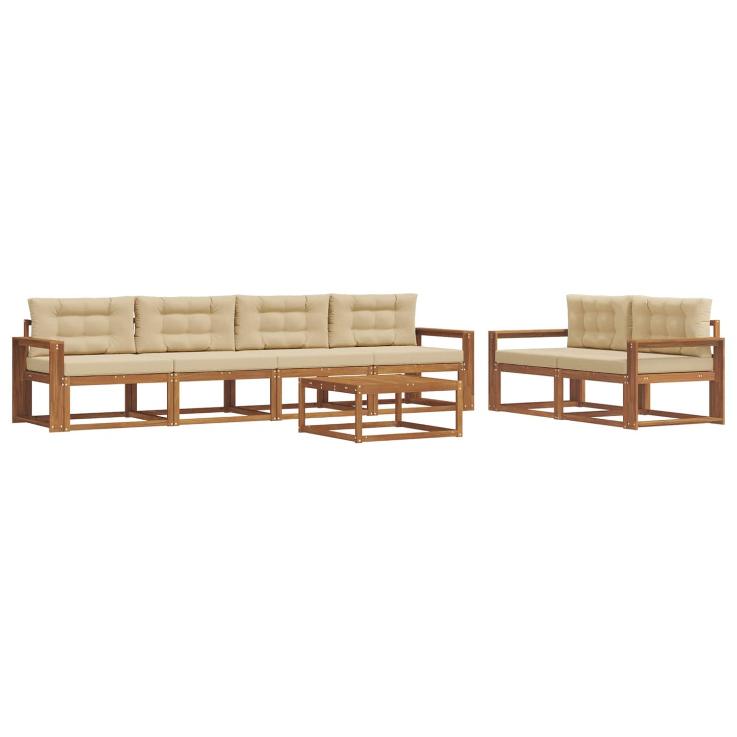 Outdoor-Sofagarnitur mit Kissen 7 pcs Natur und Beige