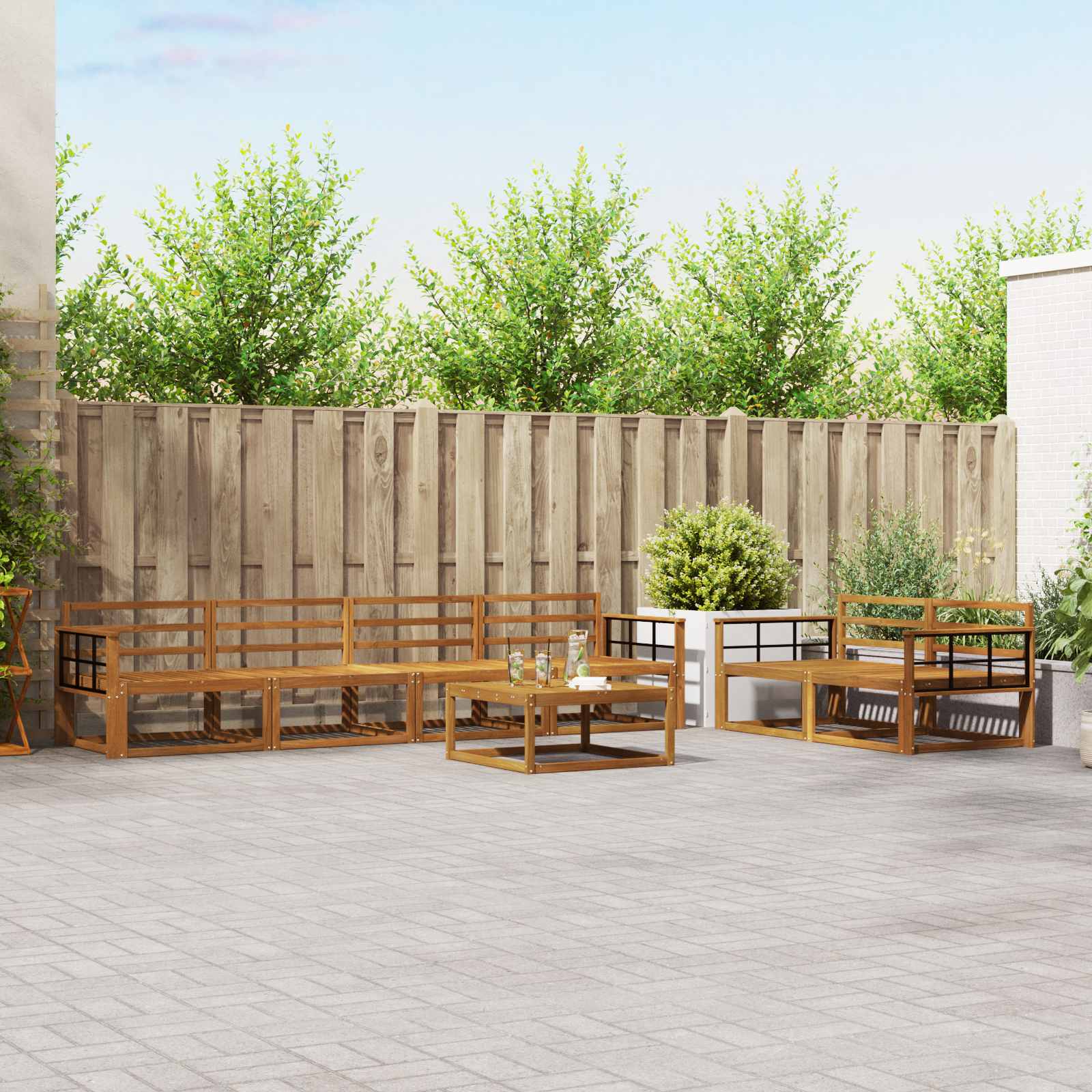 Outdoor-Sofagarnitur 7 pcs Natur Massivholz Akazie