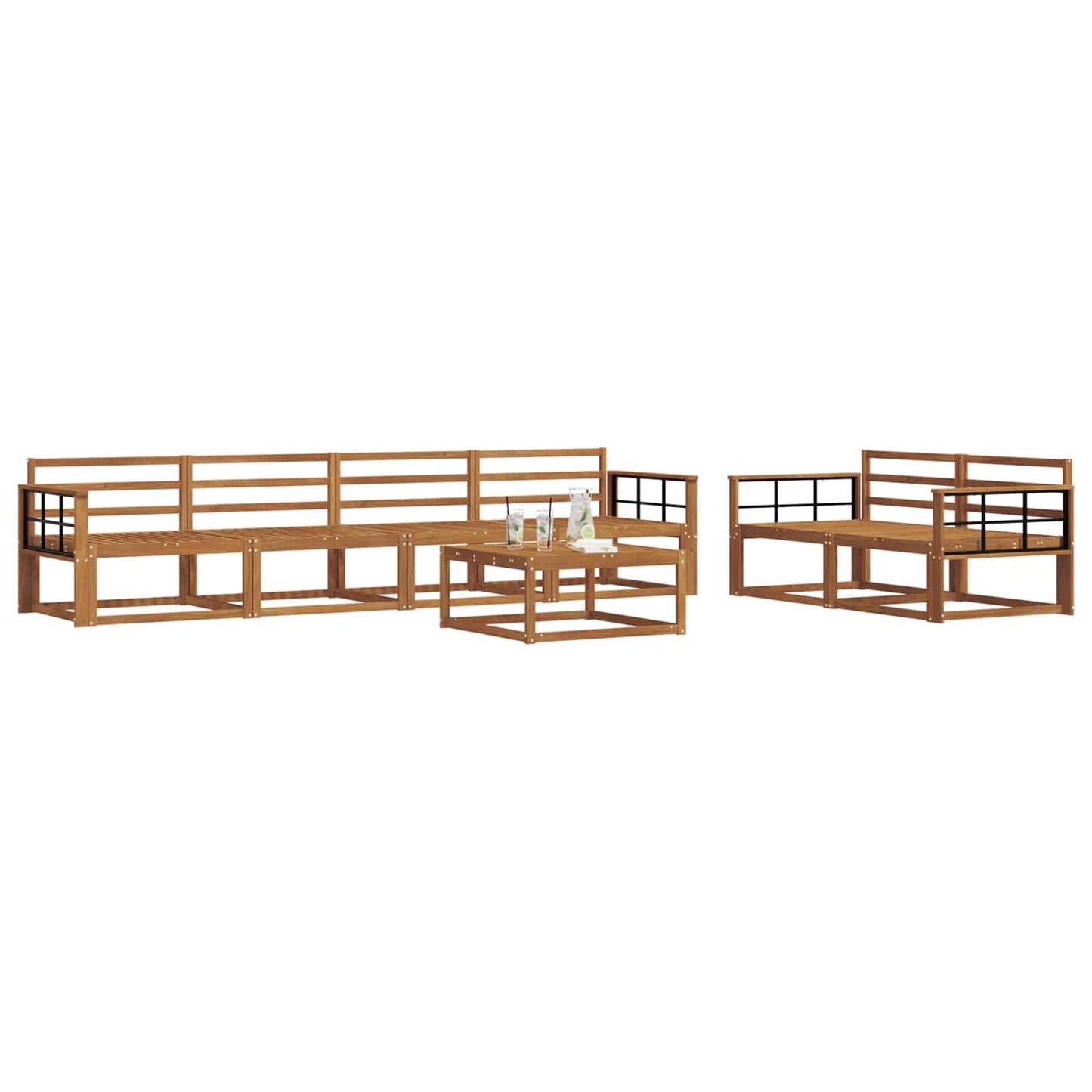 Outdoor-Sofagarnitur 7 pcs Natur Massivholz Akazie