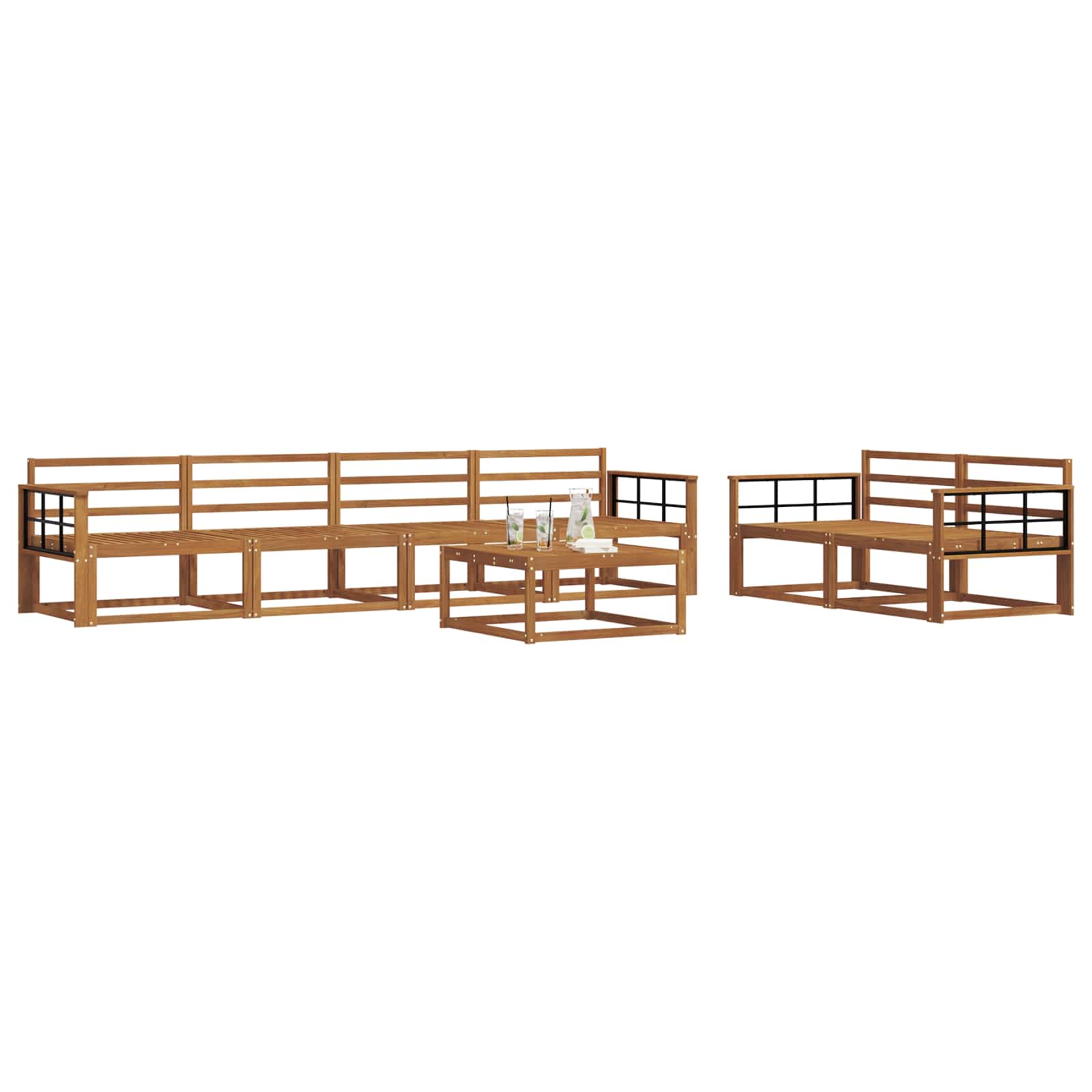 Outdoor-Sofagarnitur 7 pcs Natur Massivholz Akazie