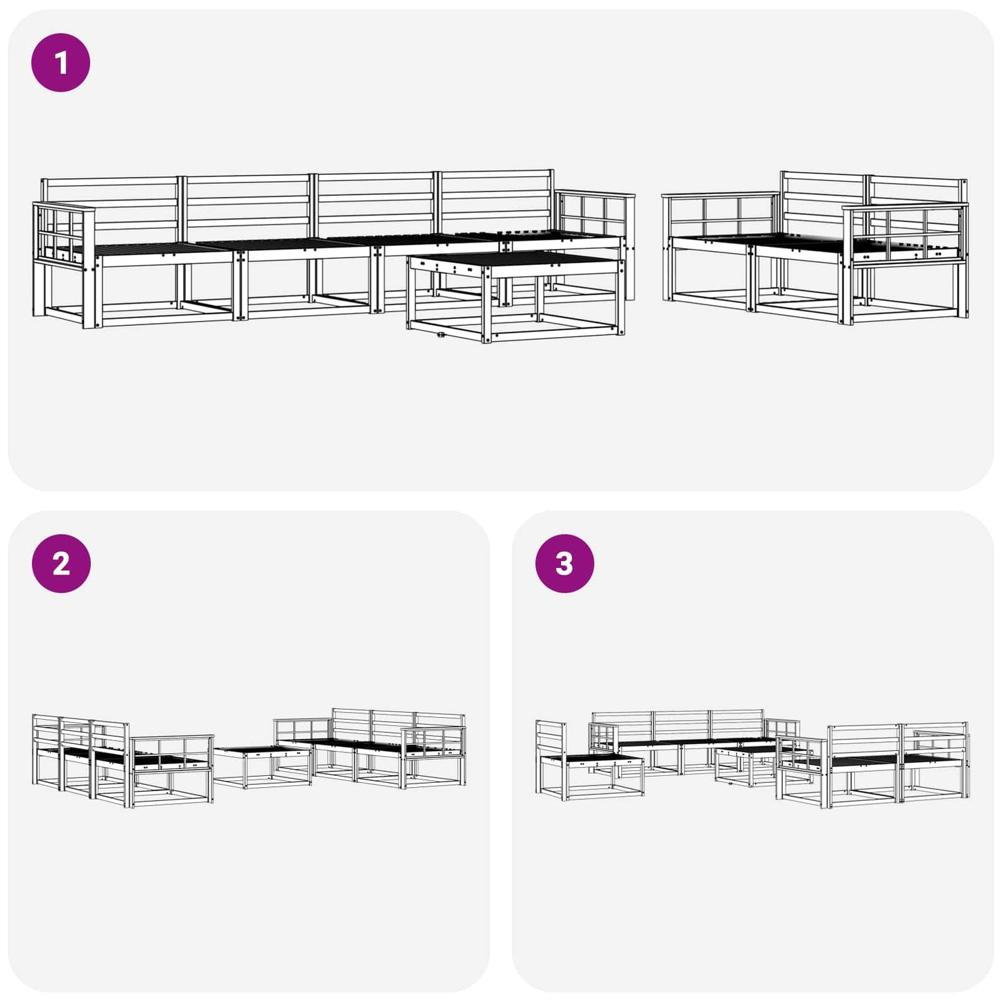 Outdoor-Sofagarnitur 7 pcs Natur Massivholz Akazie