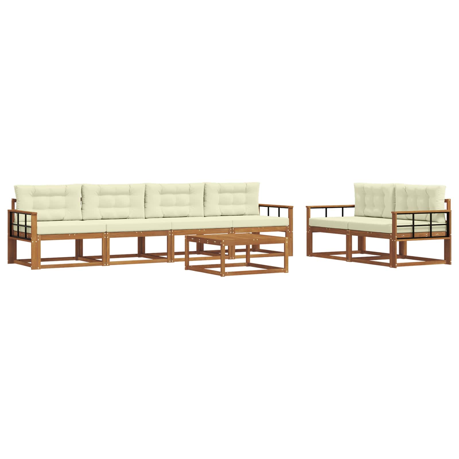 Outdoor-Sofagarnitur mit Kissen 7 pcs Natur und Creme
