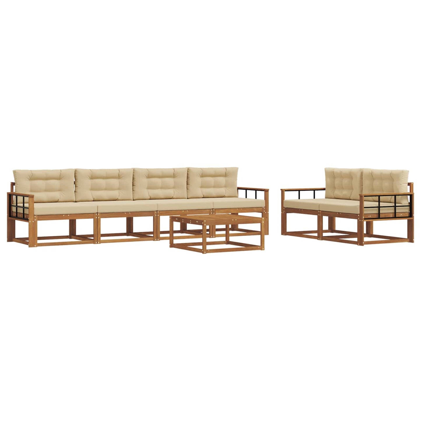 Outdoor-Sofagarnitur mit Kissen 7 pcs Natur und Beige