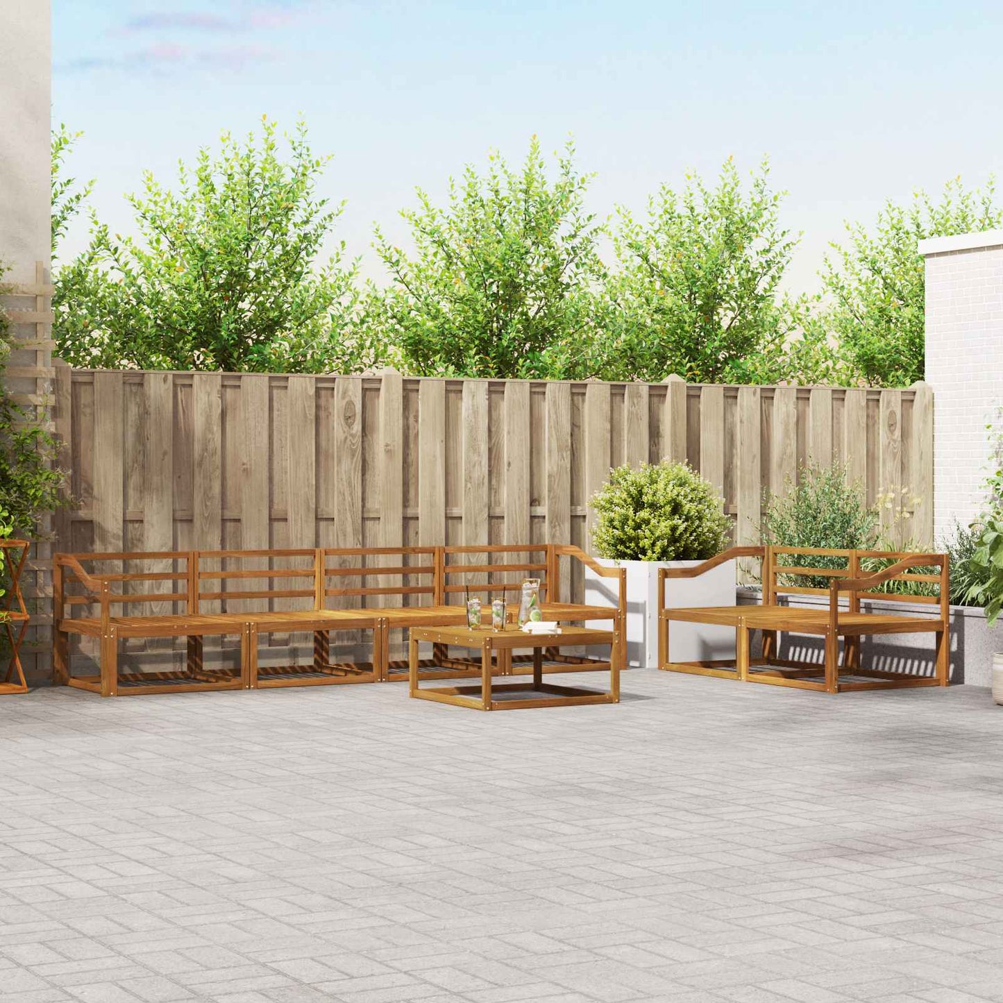 Outdoor-Sofagarnitur 7 pcs Natur Massivholz Akazie