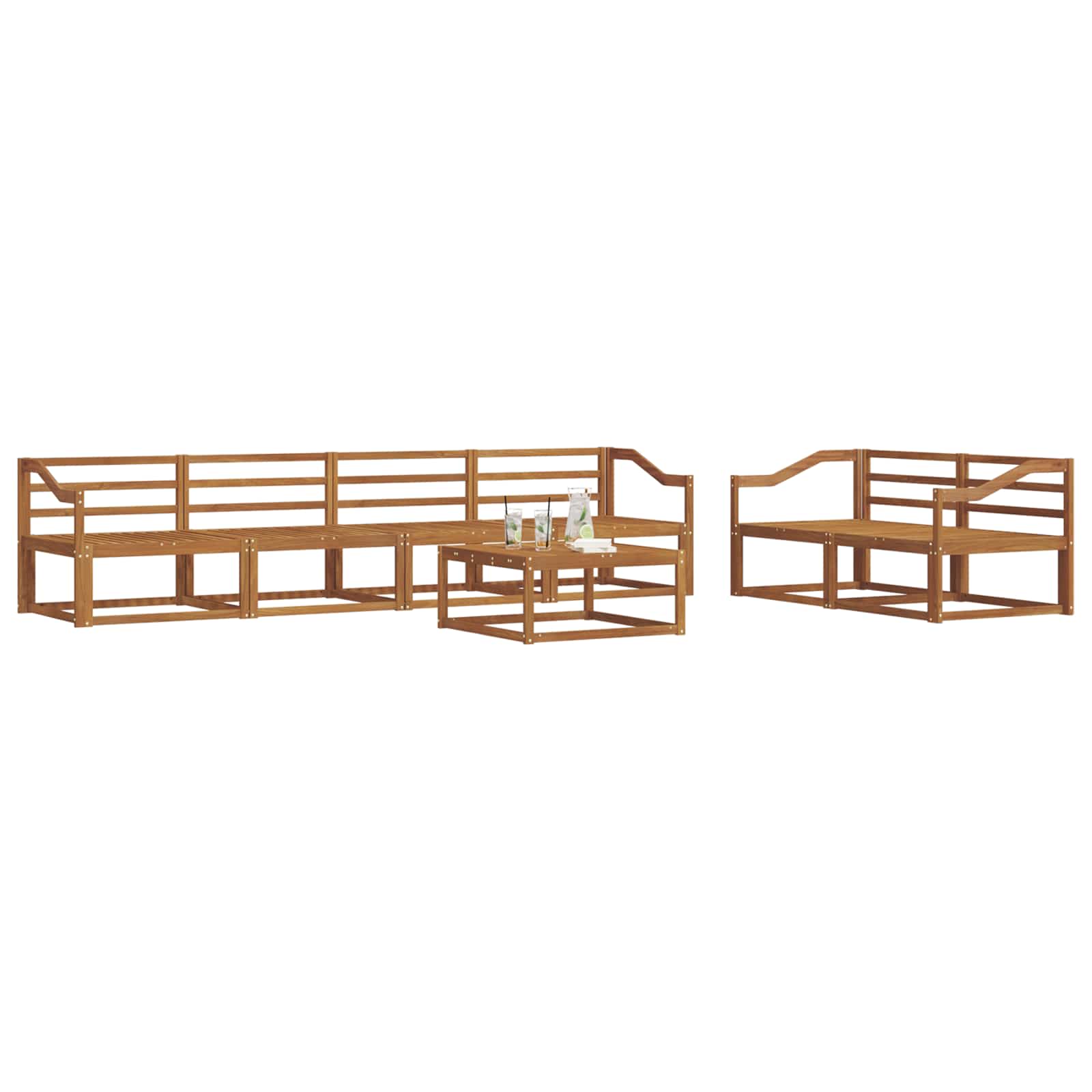 Outdoor-Sofagarnitur 7 pcs Natur Massivholz Akazie