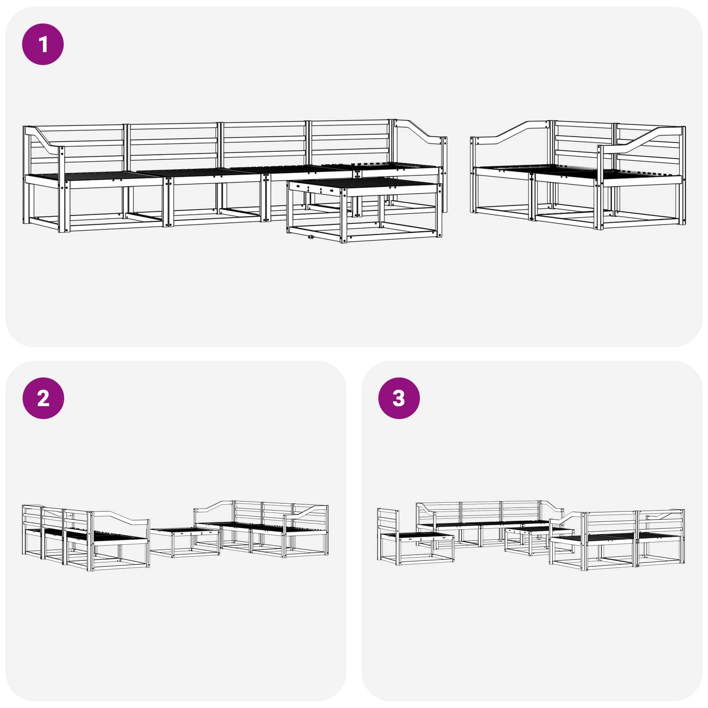 Outdoor-Sofagarnitur 7 pcs Natur Massivholz Akazie
