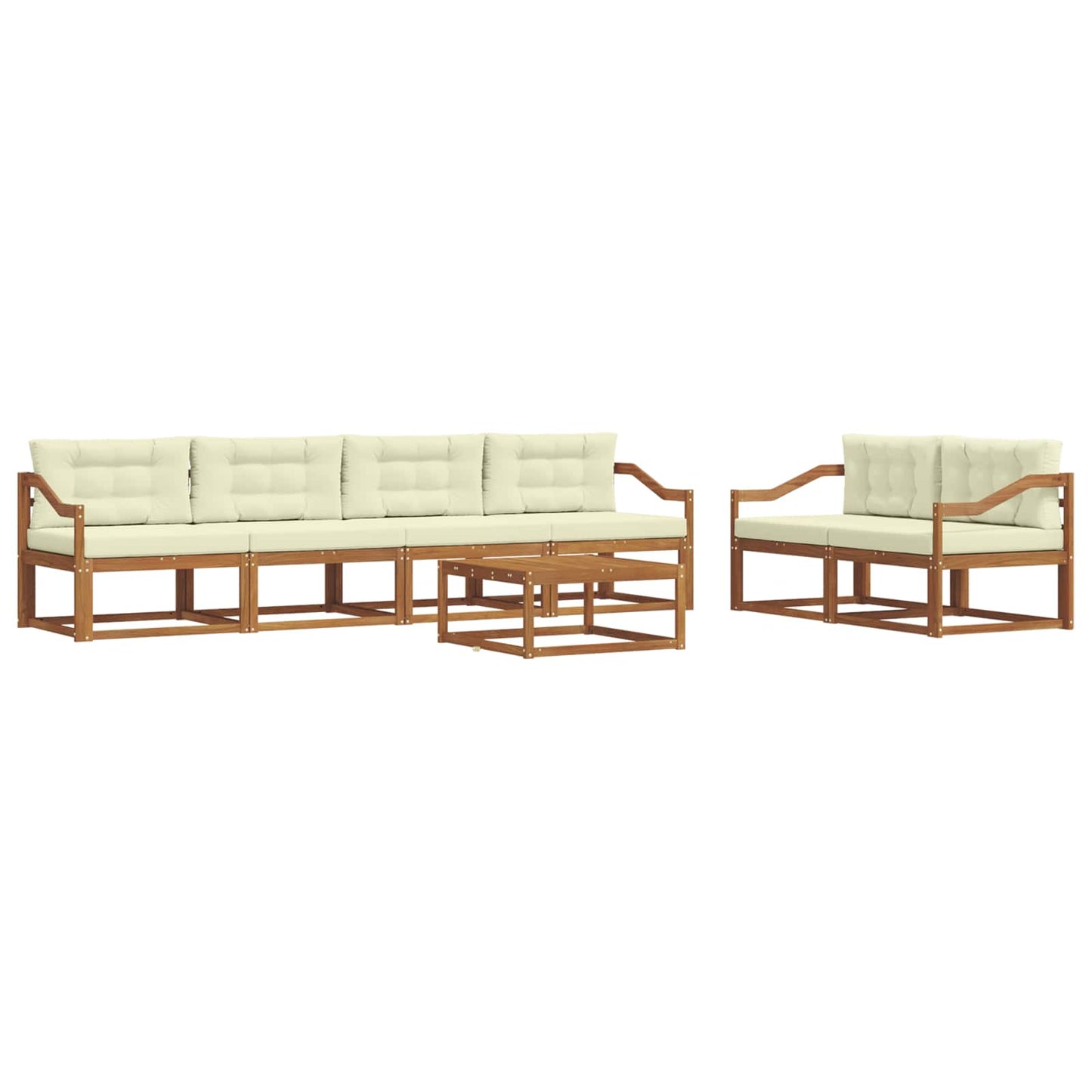 Outdoor-Sofagarnitur mit Kissen 7 pcs Natur und Creme