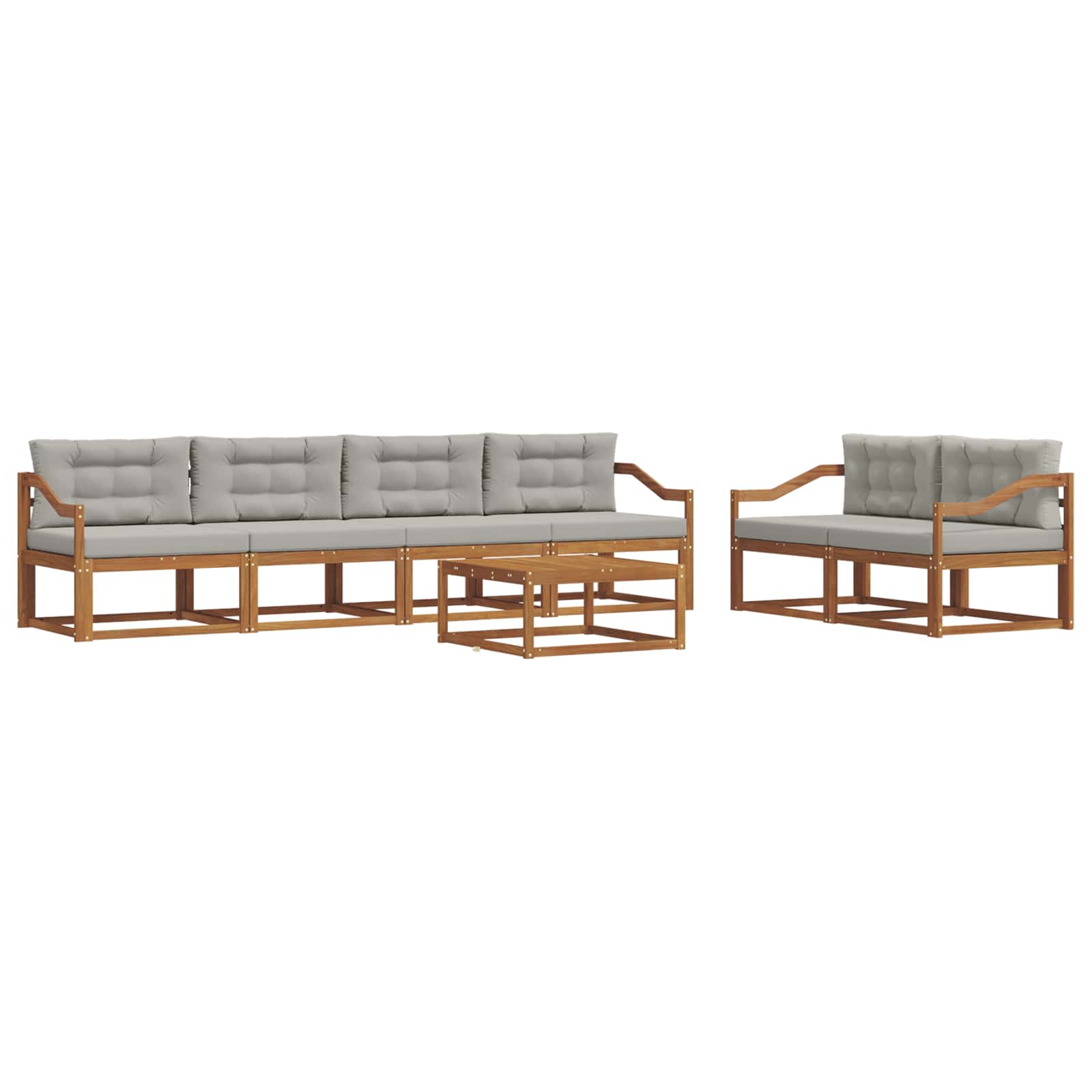 Outdoor-Sofagarnitur 7 pcs Natürlich und Hellgrau