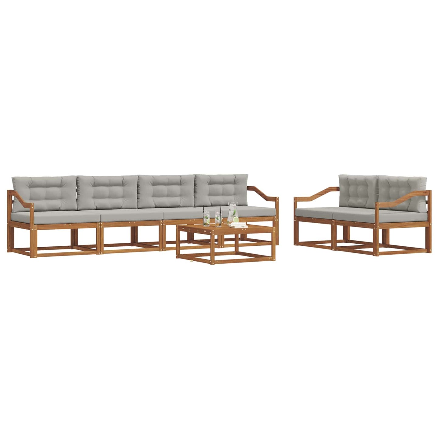 Outdoor-Sofagarnitur 7 pcs Natürlich und Hellgrau