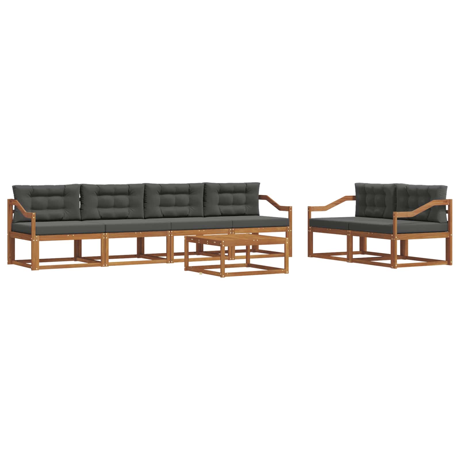 Outdoor-Sofagarnitur mit Kissen 7 pcs Natur und Anthrazit