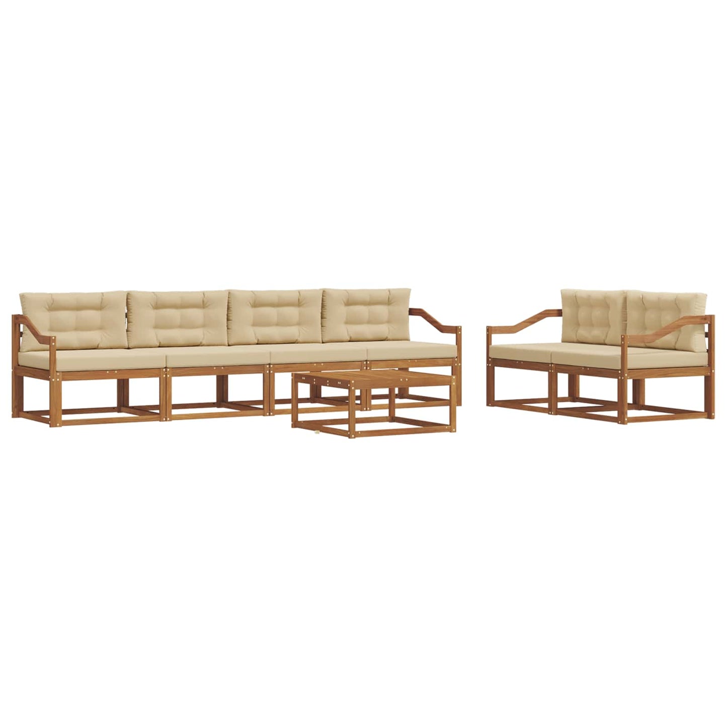 Outdoor-Sofagarnitur mit Kissen 7 pcs Natur und Beige