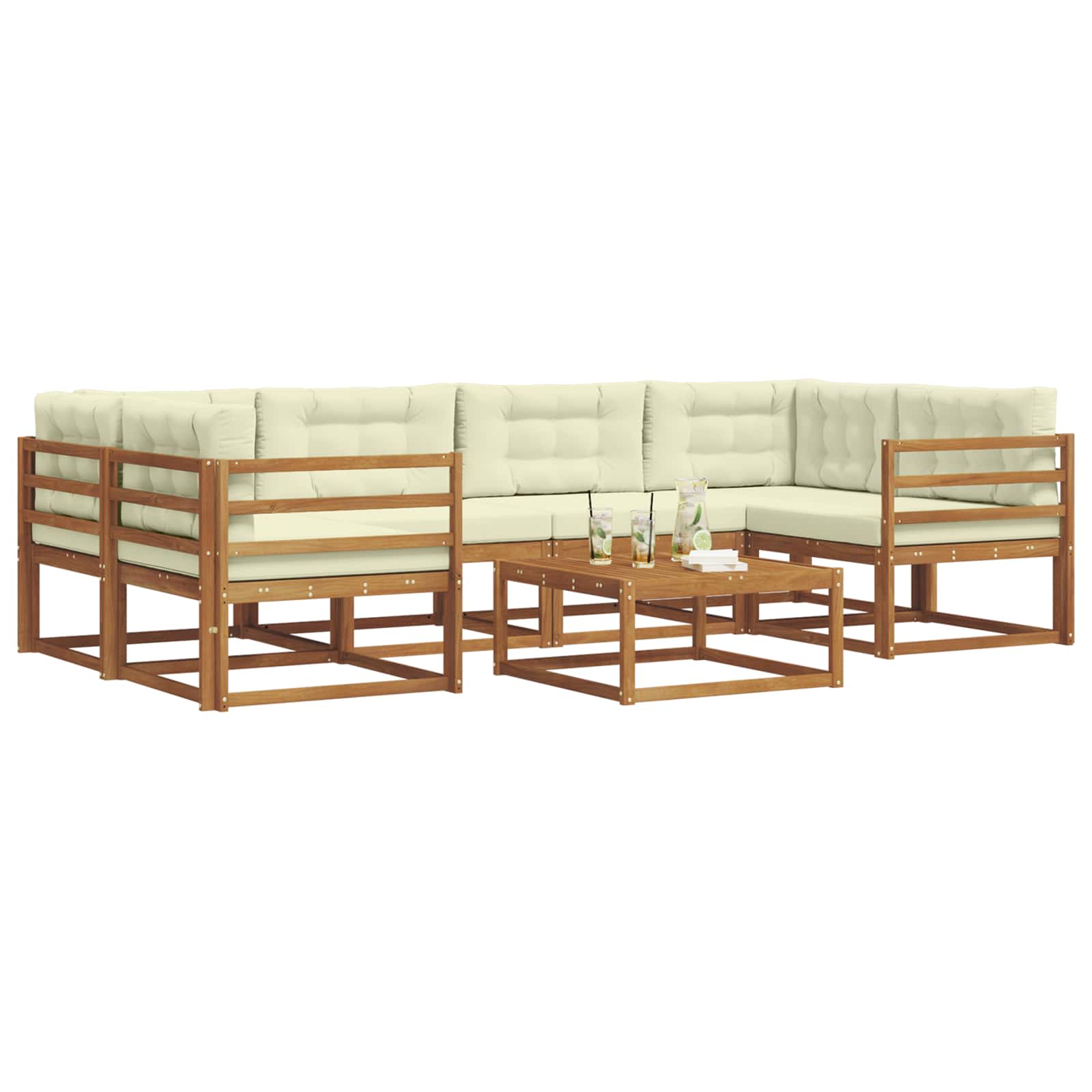 Outdoor-Sofagarnitur 7 pcs Natur und Creme