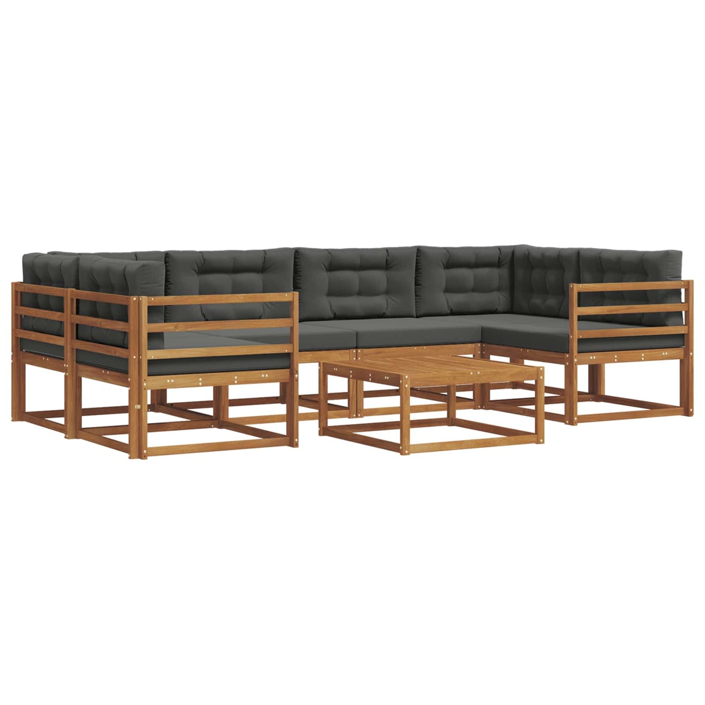 Outdoor-Sofagarnitur mit Kissen 7 pcs Natur und Anthrazit