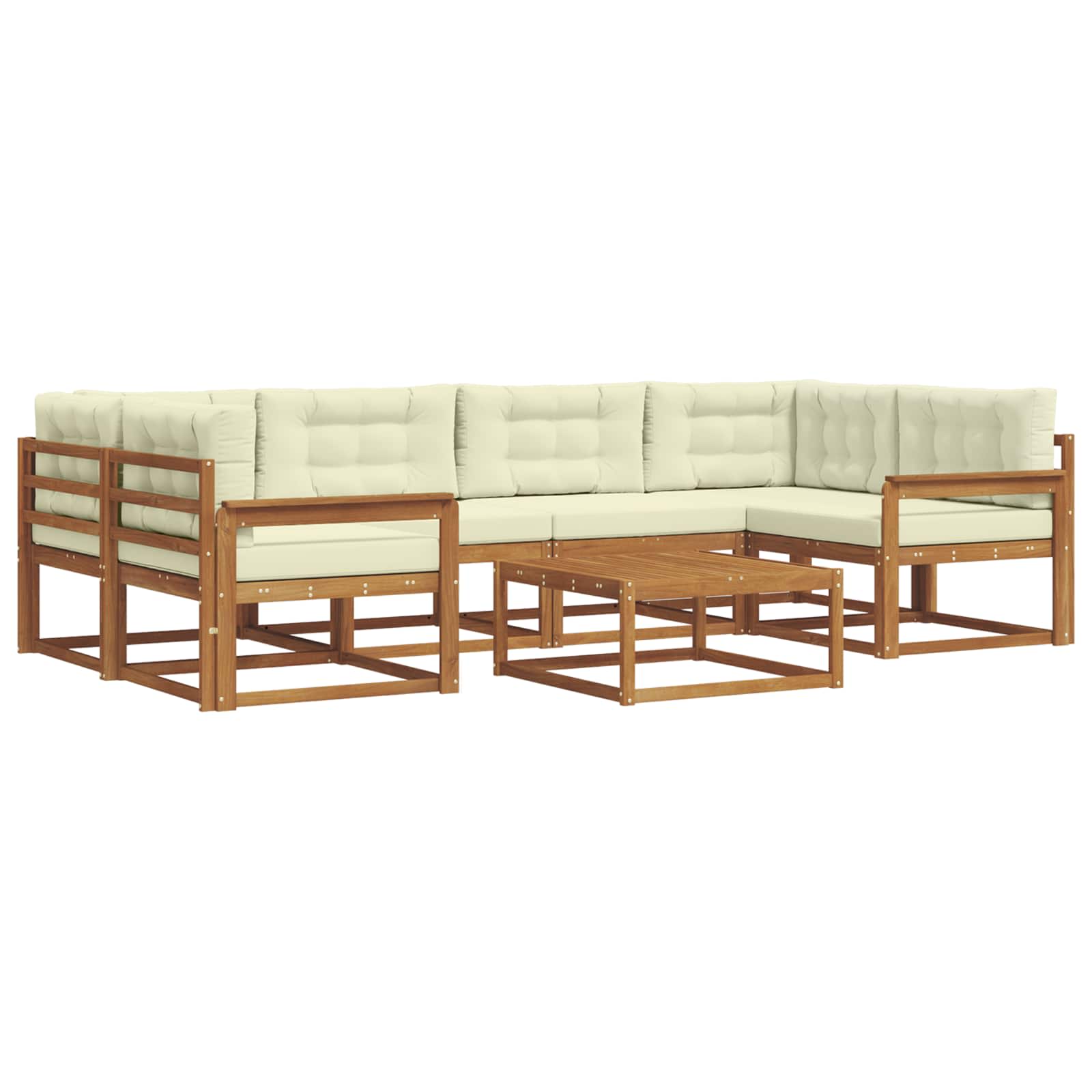 Outdoor-Sofagarnitur mit Kissen 7 pcs Natur und Creme
