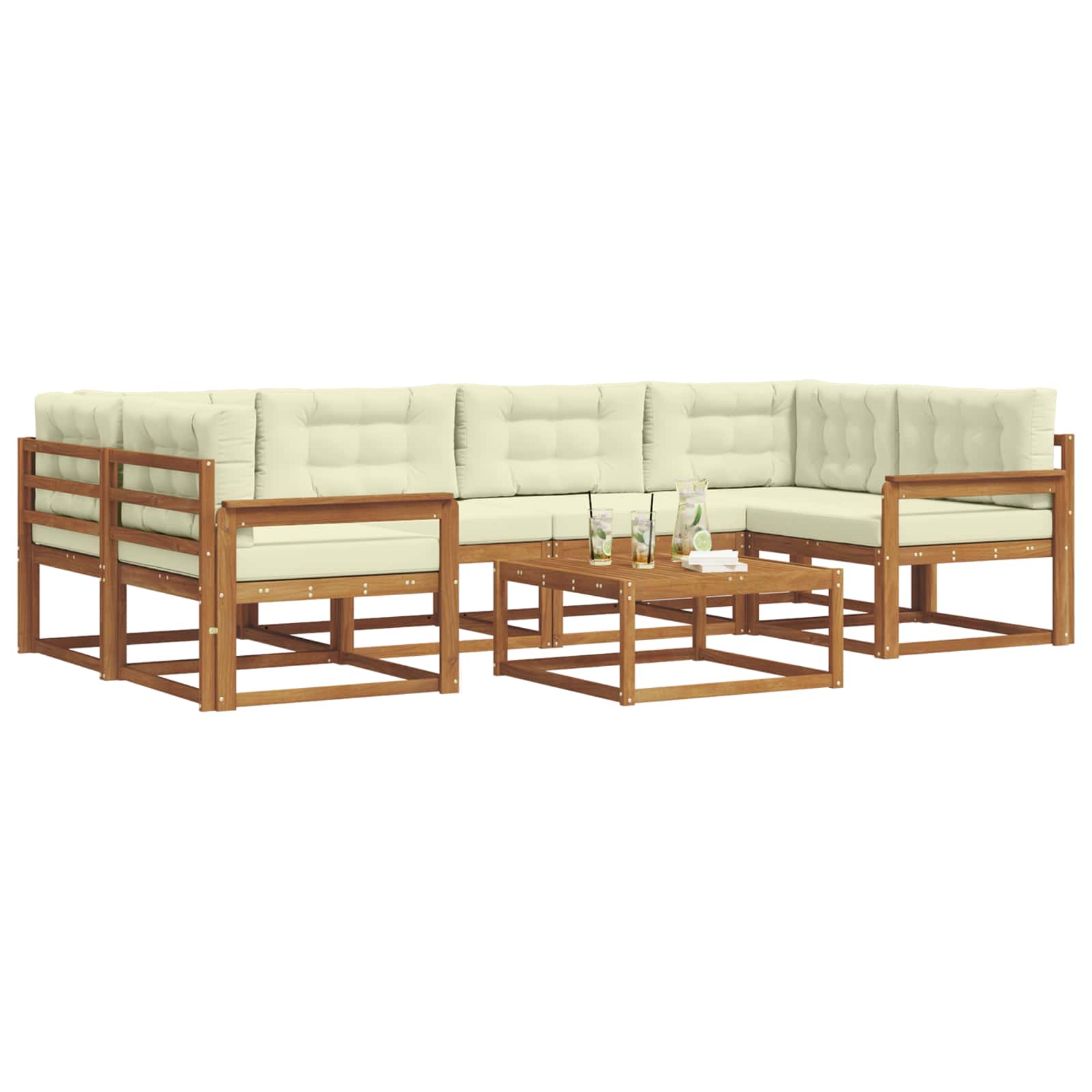 Outdoor-Sofagarnitur mit Kissen 7 pcs Natur und Creme