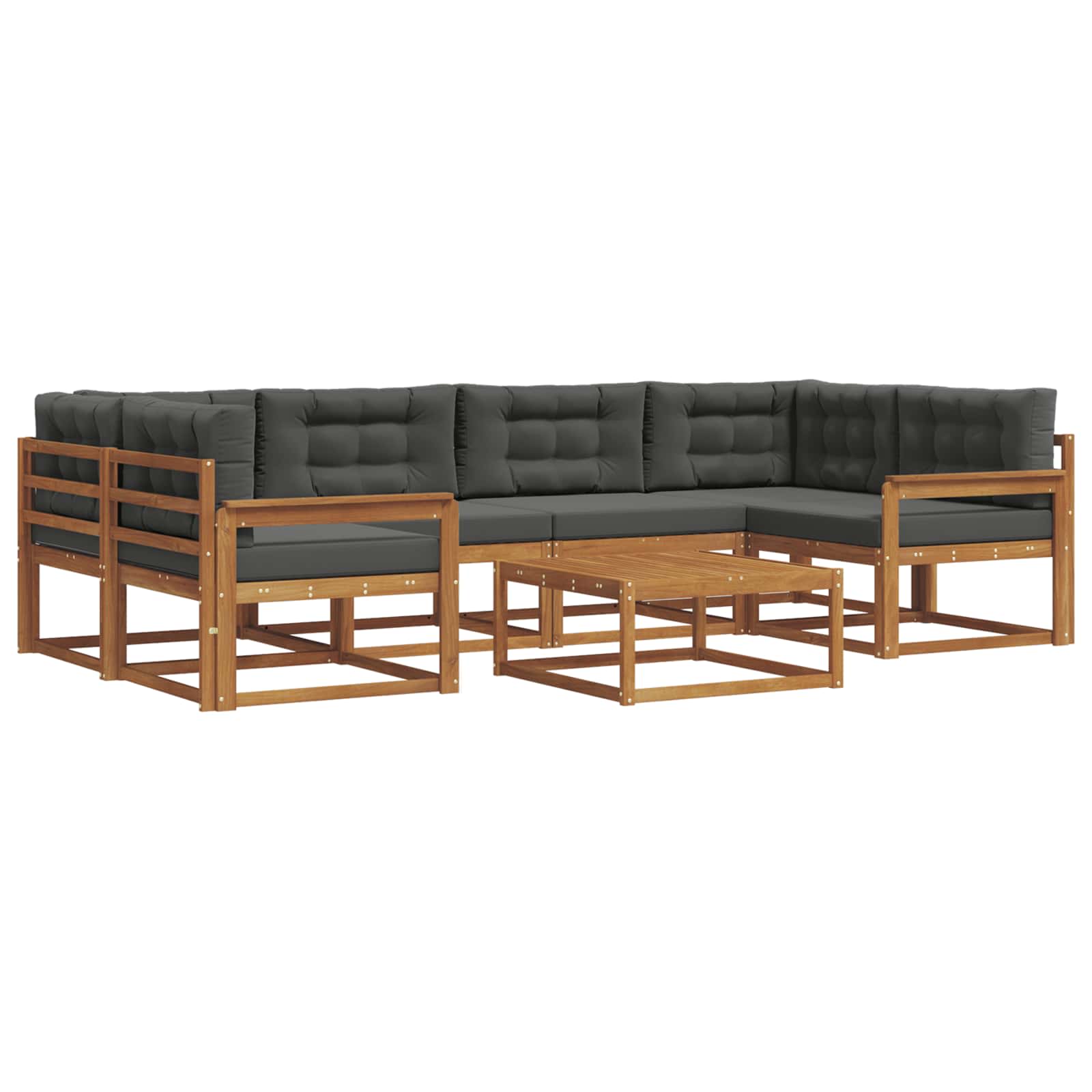 Outdoor-Sofagarnitur mit Kissen 7 pcs Natur und Anthrazit