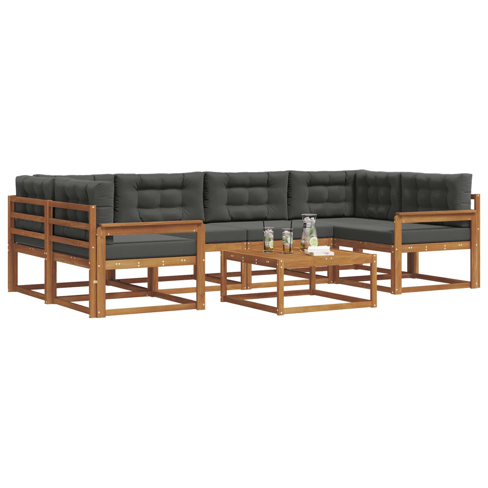 Outdoor-Sofagarnitur mit Kissen 7 pcs Natur und Anthrazit