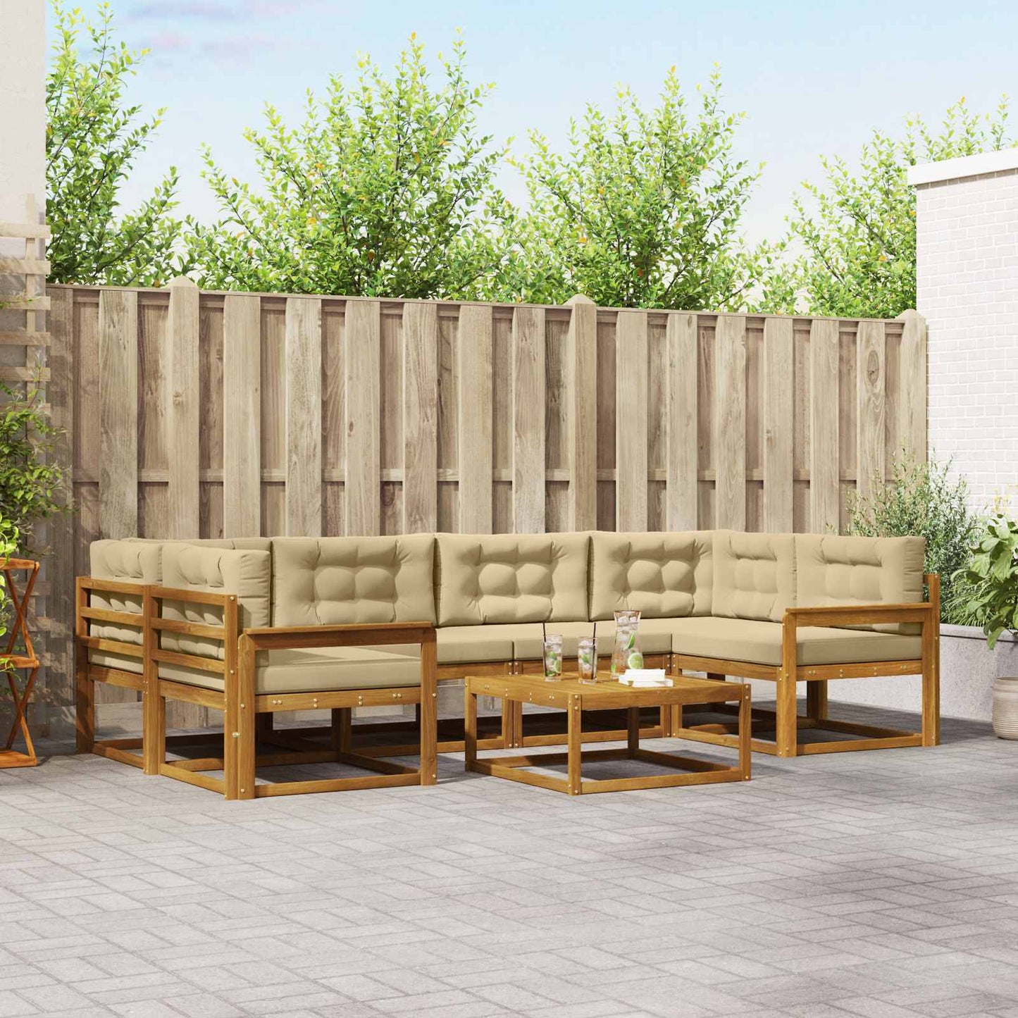 Outdoor-Sofagarnitur 7 pcs Natur und Beige