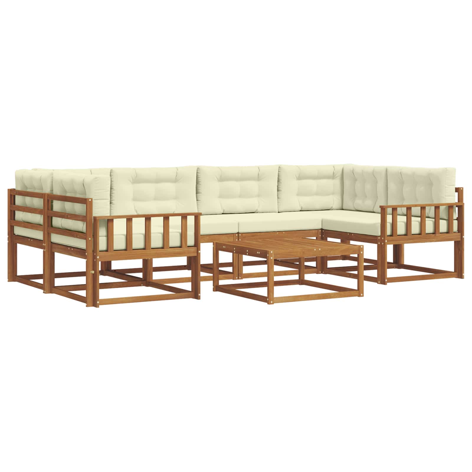 Outdoor-Sofagarnitur mit Kissen 7 pcs Natur und Creme