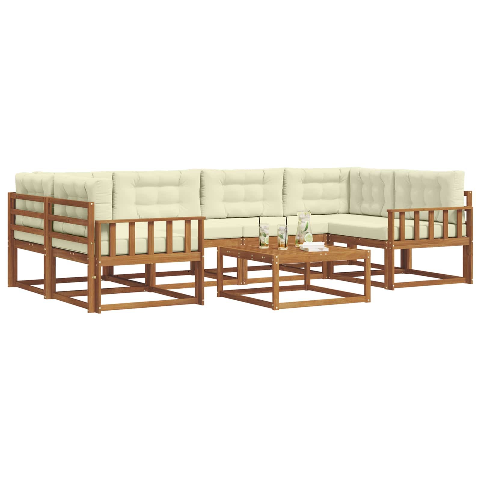 Outdoor-Sofagarnitur mit Kissen 7 pcs Natur und Creme