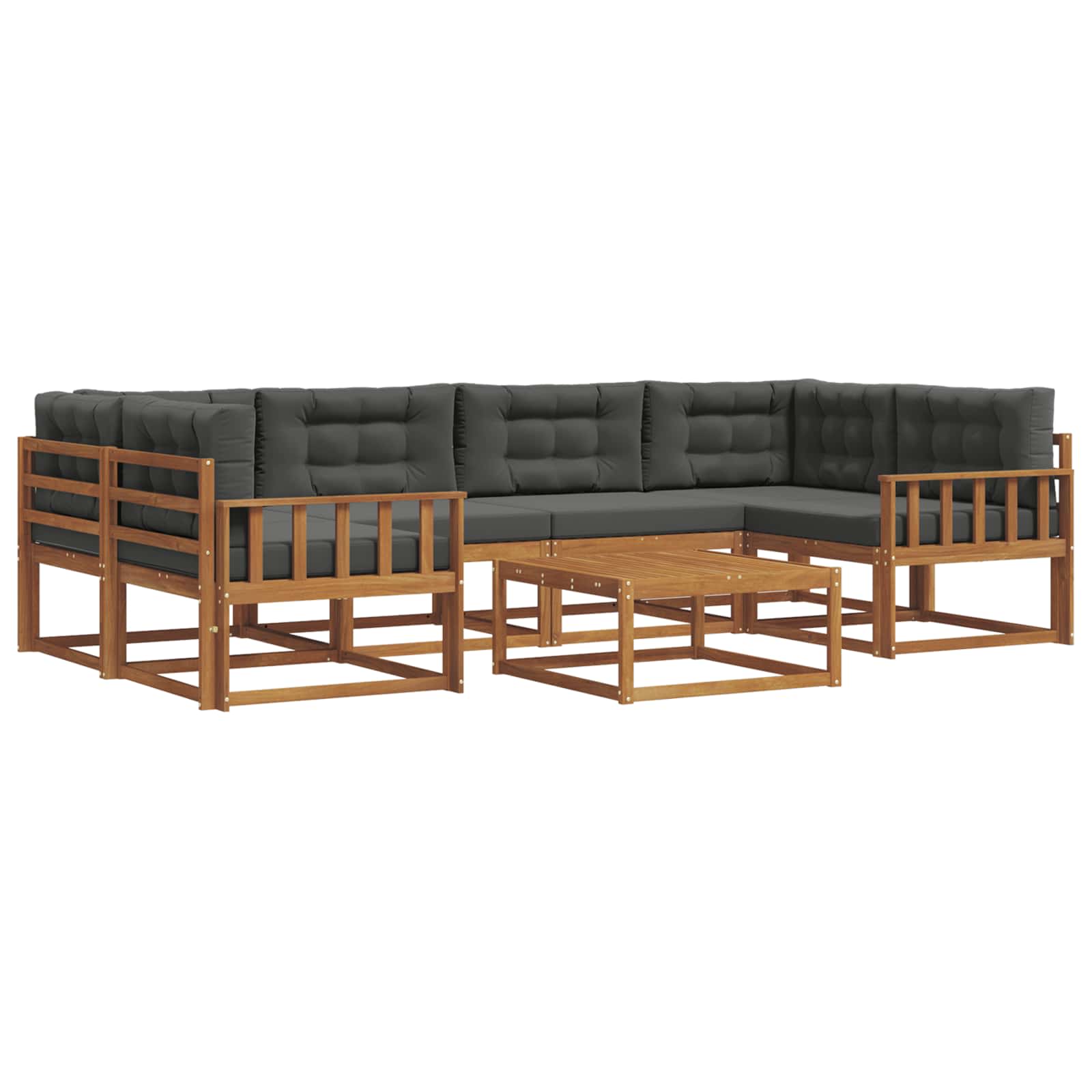 Outdoor-Sofagarnitur mit Kissen 7 pcs Natur und Anthrazit