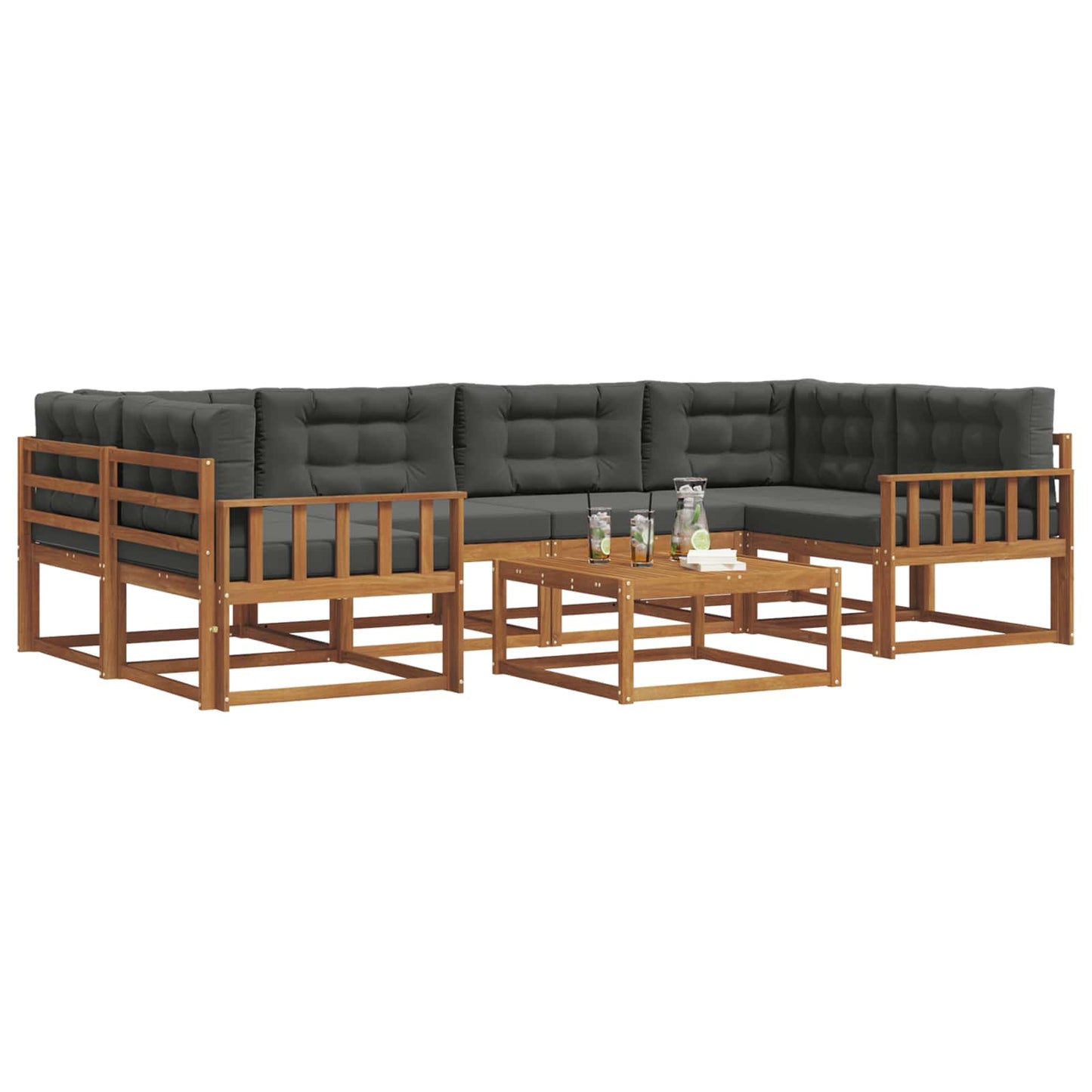 Outdoor-Sofagarnitur mit Kissen 7 pcs Natur und Anthrazit