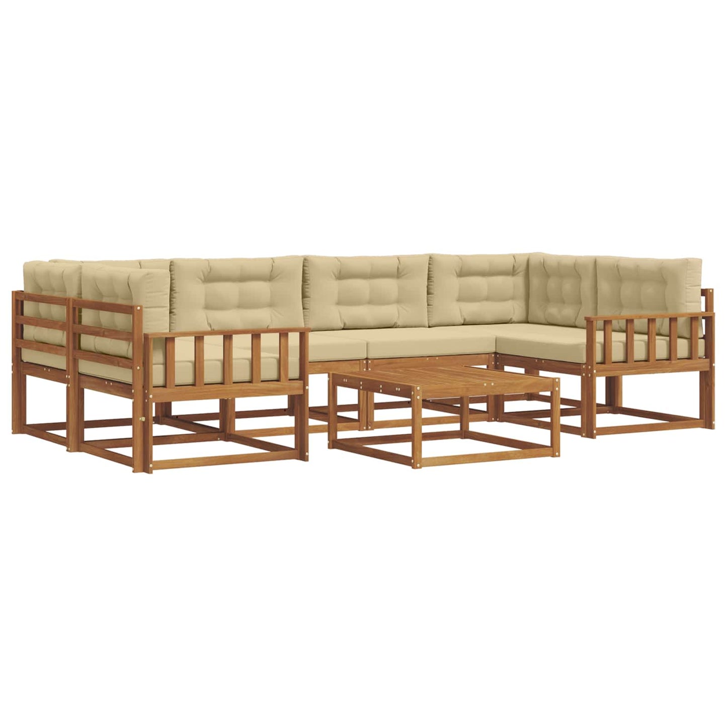 Outdoor-Sofagarnitur mit Kissen 7 pcs Natur und Beige