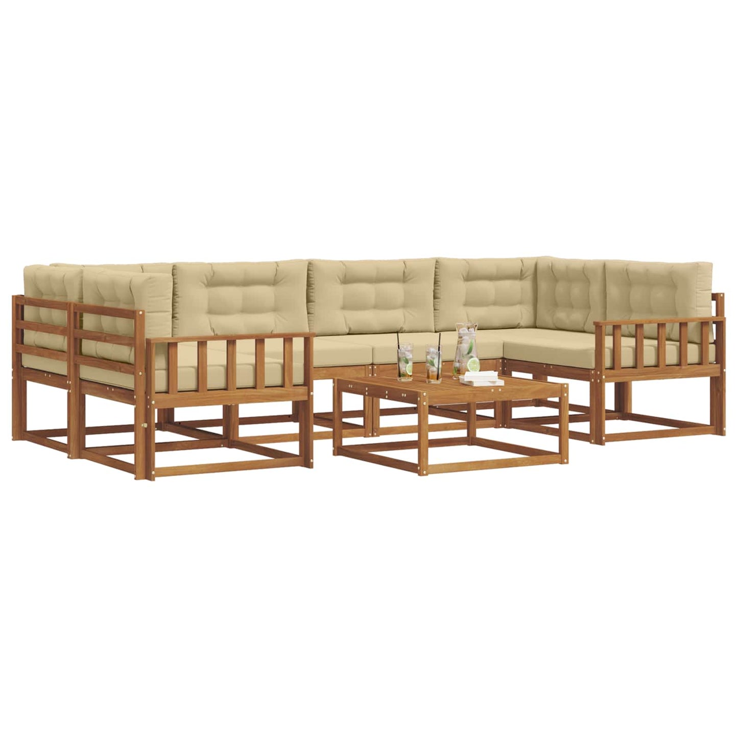 Outdoor-Sofagarnitur mit Kissen 7 pcs Natur und Beige